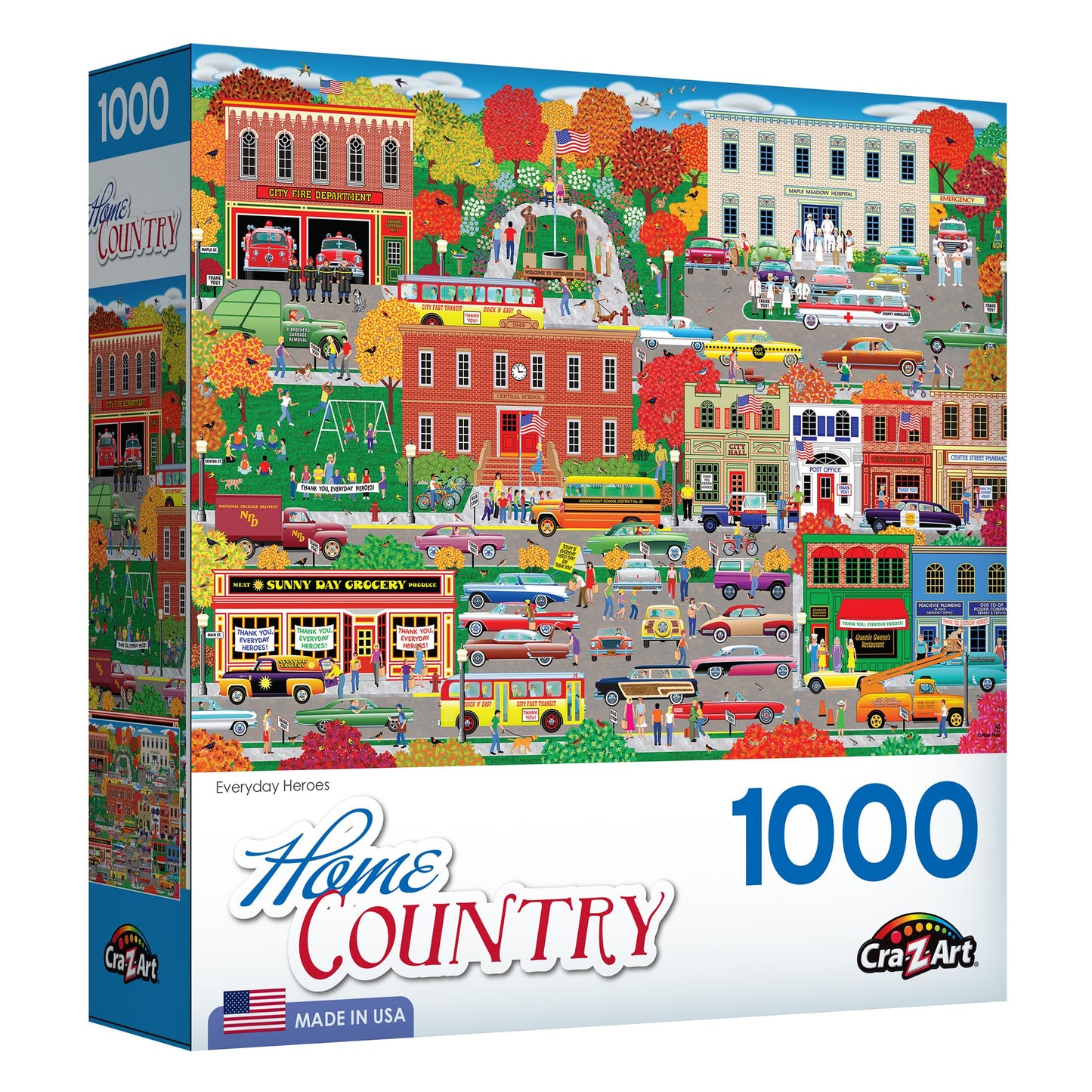 RoseArt Home Country Everyday Heroes 1000-Piece Jigsaw Puzzle for Adults