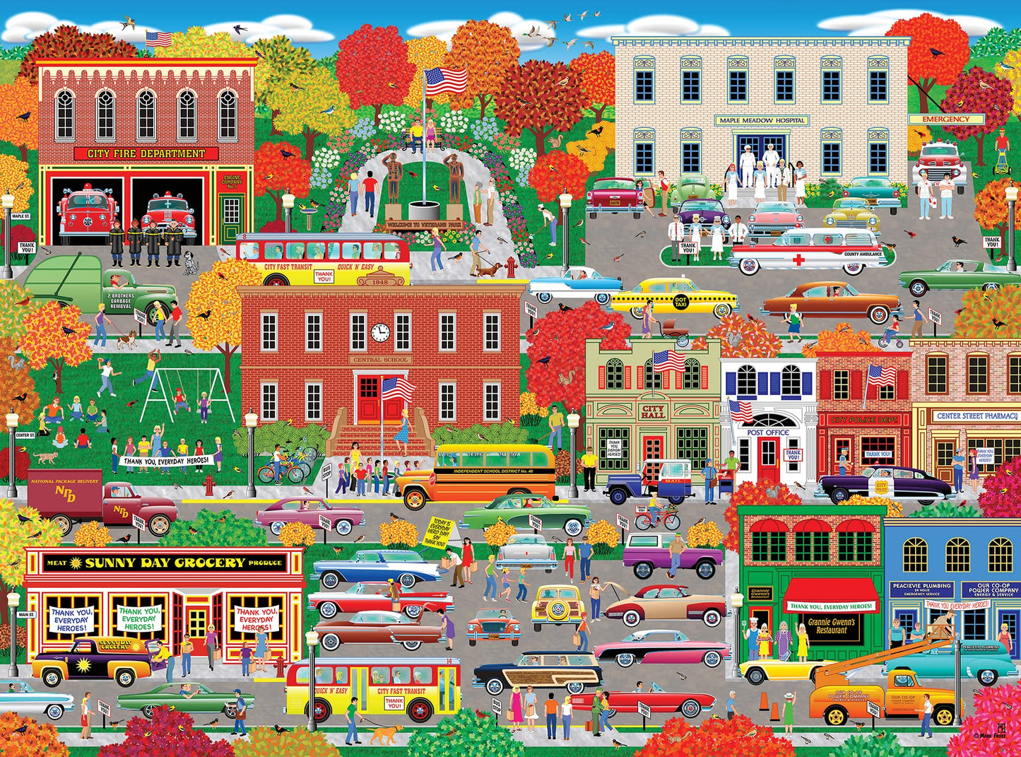 RoseArt Home Country Everyday Heroes 1000-Piece Jigsaw Puzzle for Adults