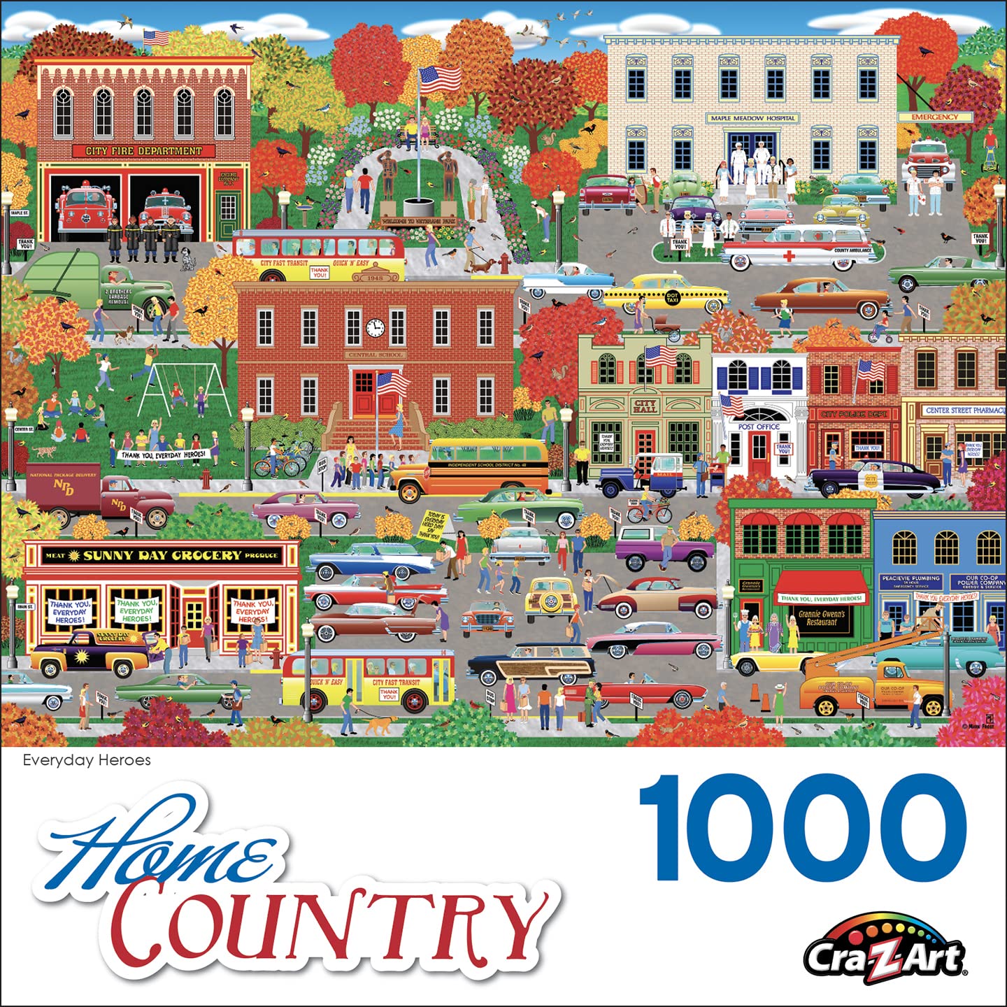 RoseArt Home Country Everyday Heroes 1000-Piece Jigsaw Puzzle for Adults