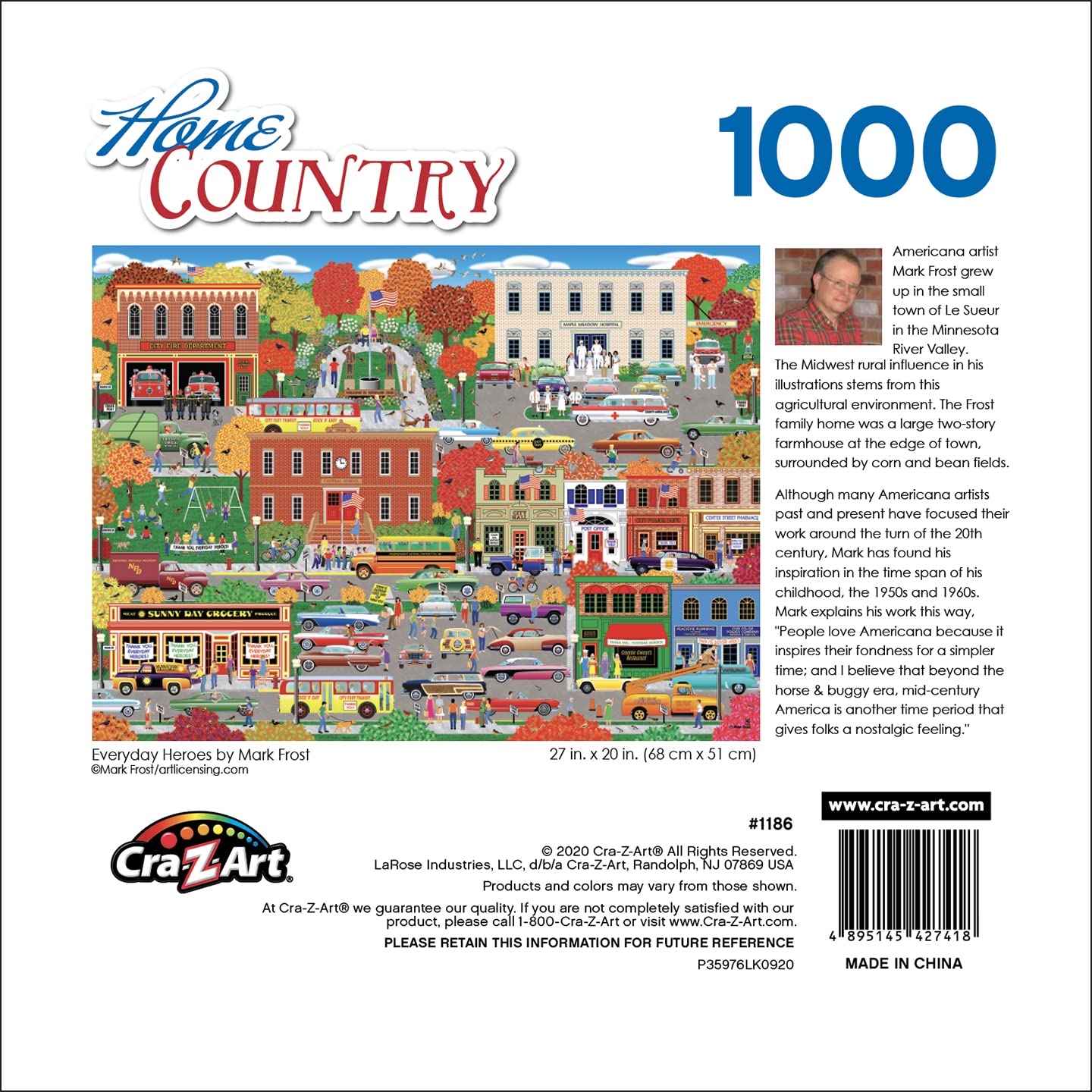 RoseArt Home Country Everyday Heroes 1000-Piece Jigsaw Puzzle for Adults