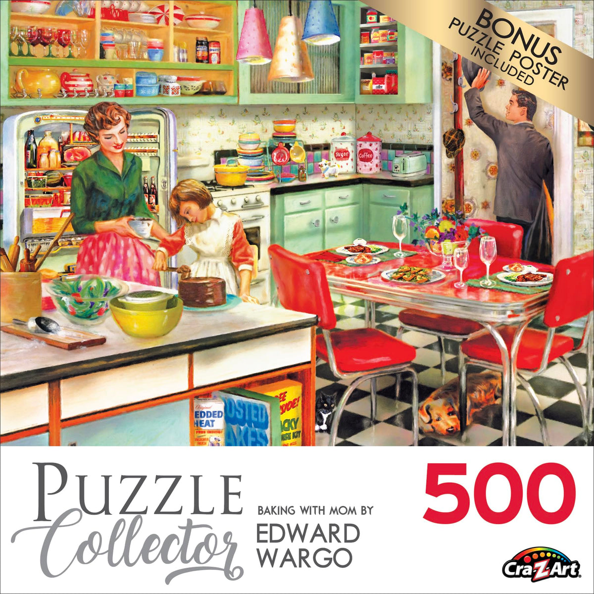 RoseArt Puzzle Collector: Baking with Mom - 500 Piece Jigsaw Puzzle for Adults