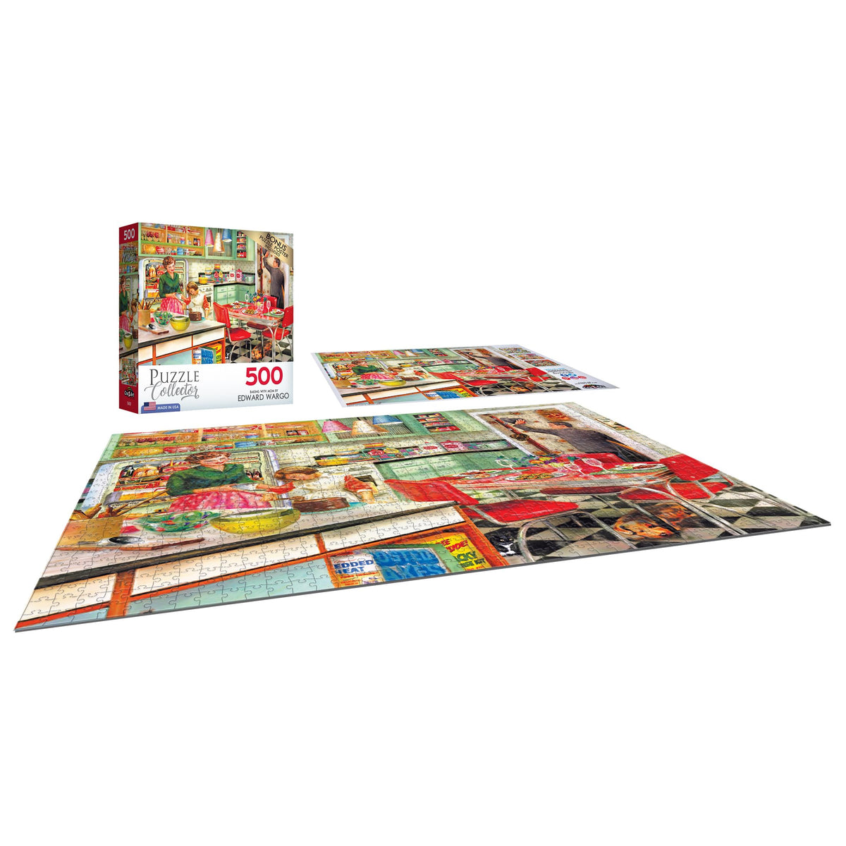 RoseArt Puzzle Collector: Baking with Mom - 500 Piece Jigsaw Puzzle for Adults