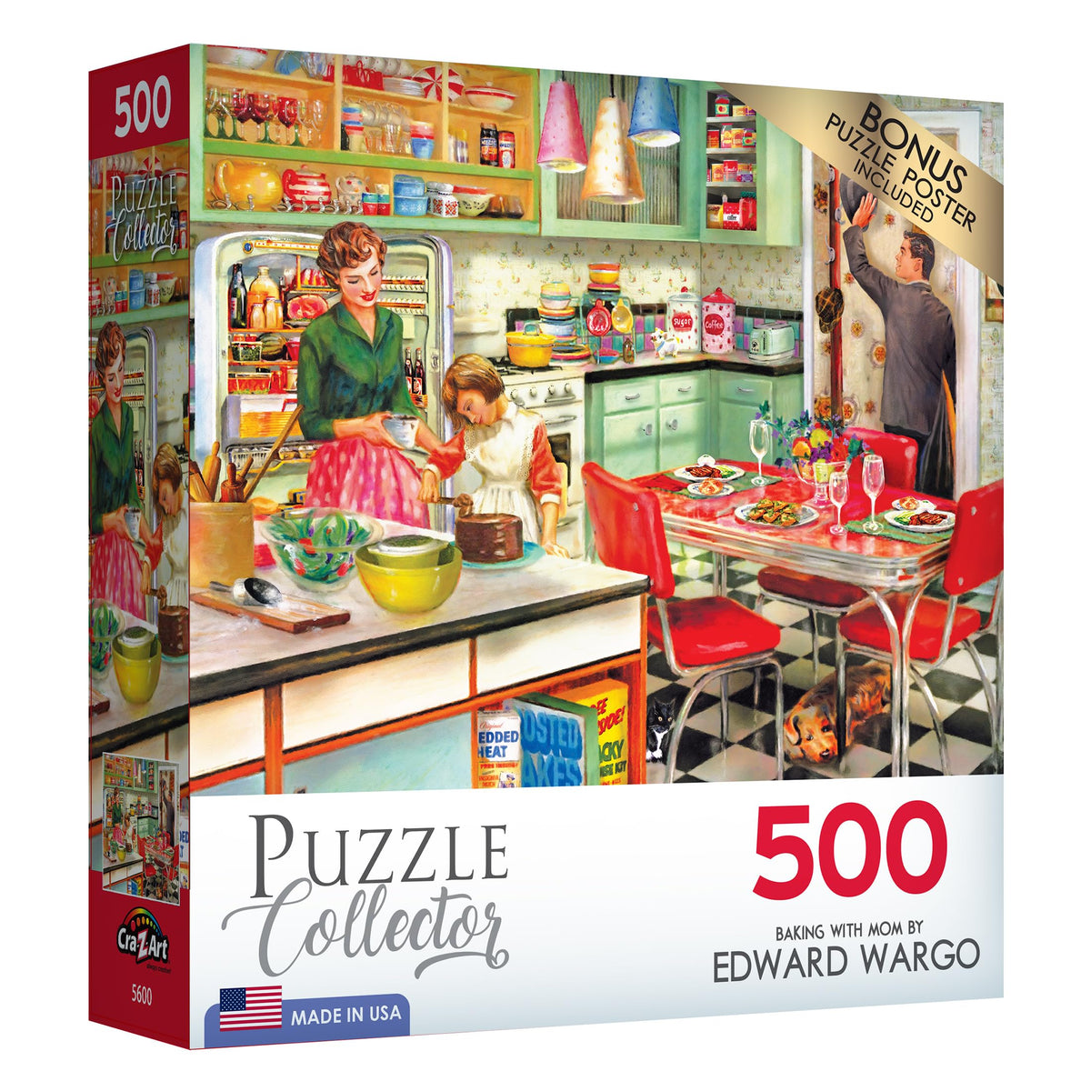 RoseArt Puzzle Collector: Baking with Mom - 500 Piece Jigsaw Puzzle for Adults