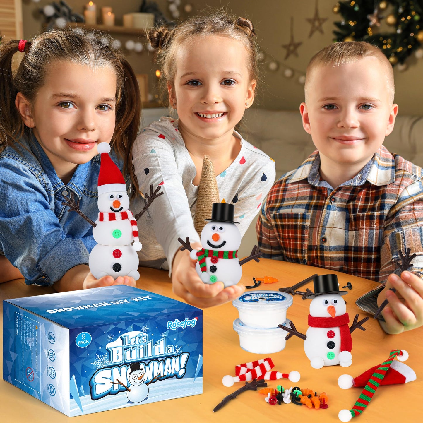RoseFog 9-Pack Christmas Snowman Clay Kit for Kids – DIY Snowman Crafts