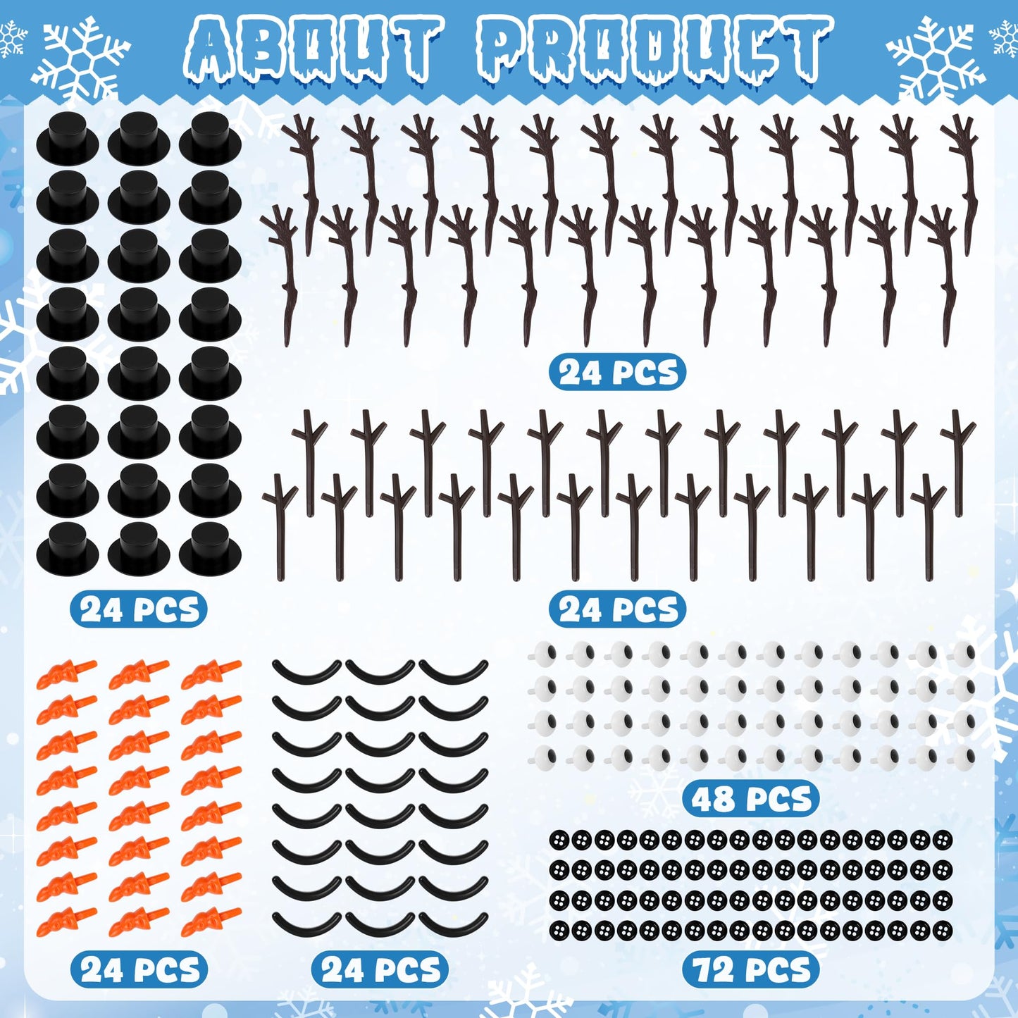 RoseFog 24-Pack Snowman Crafts Kit | Air-Dry Clay Christmas Decor & Family Gift