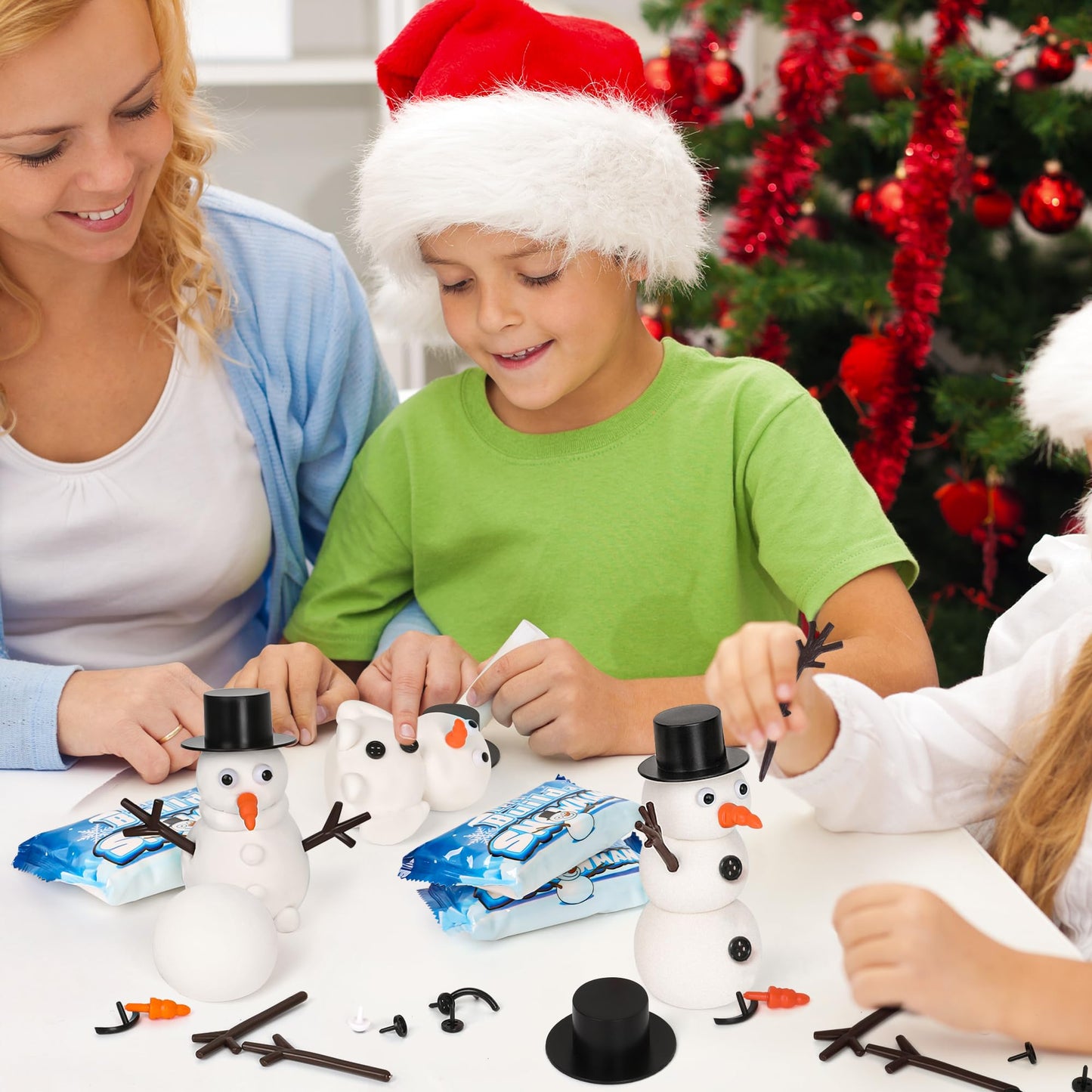 RoseFog 4 Pack Christmas Snowman Crafts | Air-Dry Clay Snowman Set for Kids