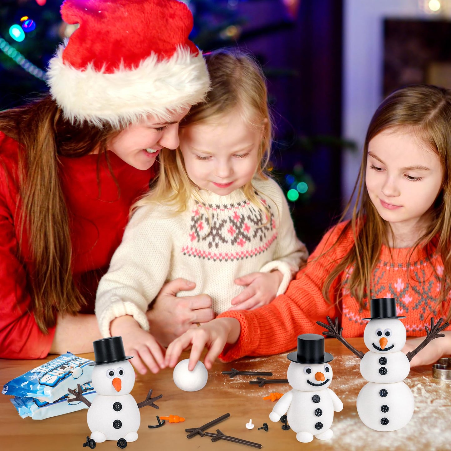 RoseFog 8 Pack Christmas Craft Supplies – DIY Snowman Kit for Indoor Fun