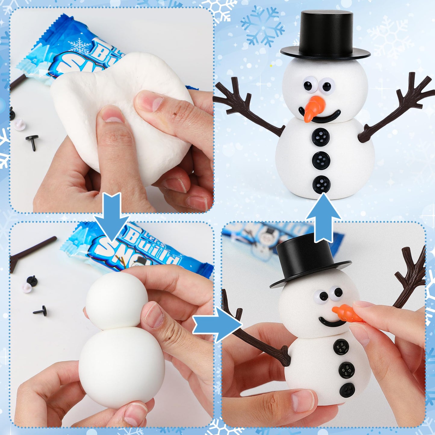 RoseFog 8 Pack Christmas Craft Supplies – DIY Snowman Kit for Indoor Fun