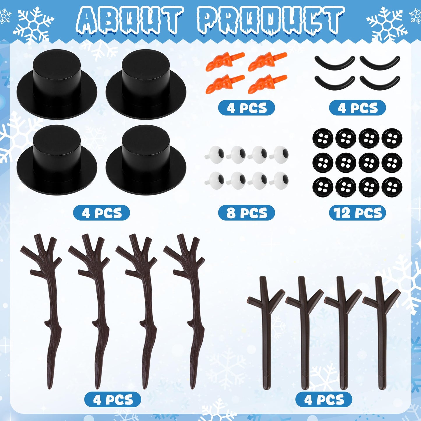 RoseFog 4 Pack Christmas Snowman Crafts | Air-Dry Clay Snowman Set for Kids