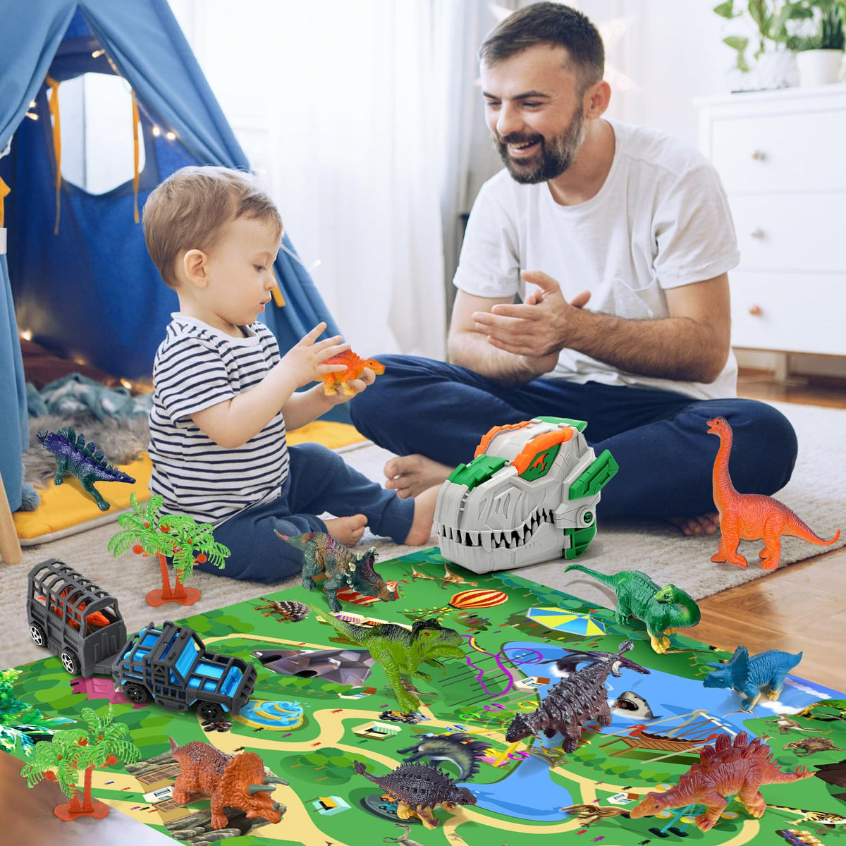 ROSEORGUN Dinosaur Toys for Kids 3-5 | 12 Realistic Figures with Detachable Head