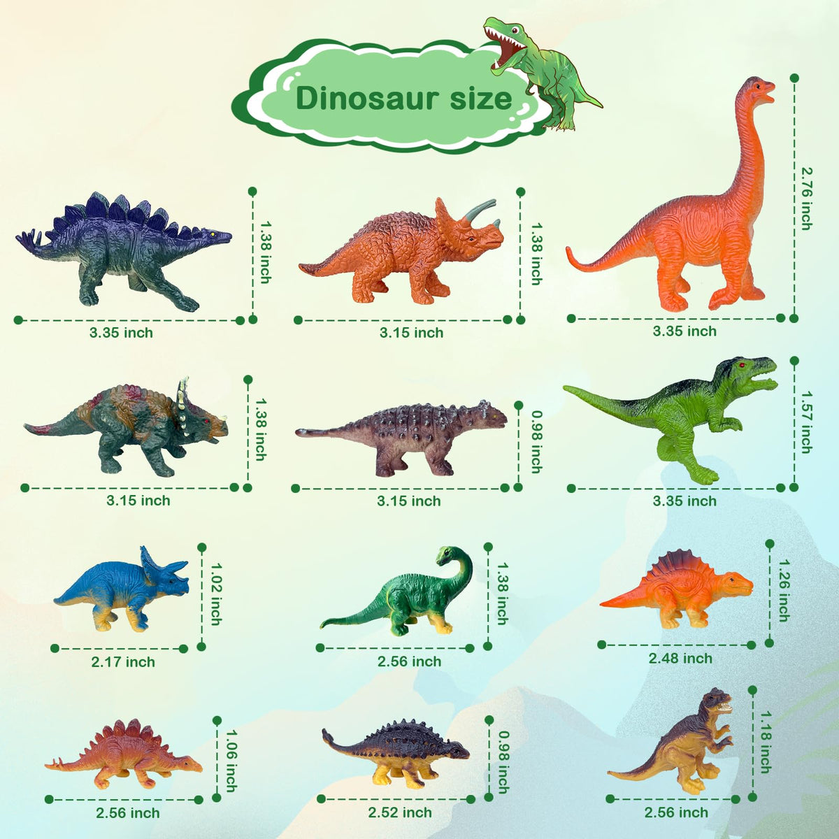 ROSEORGUN Dinosaur Toys for Kids 3-5 | 12 Realistic Figures with Detachable Head