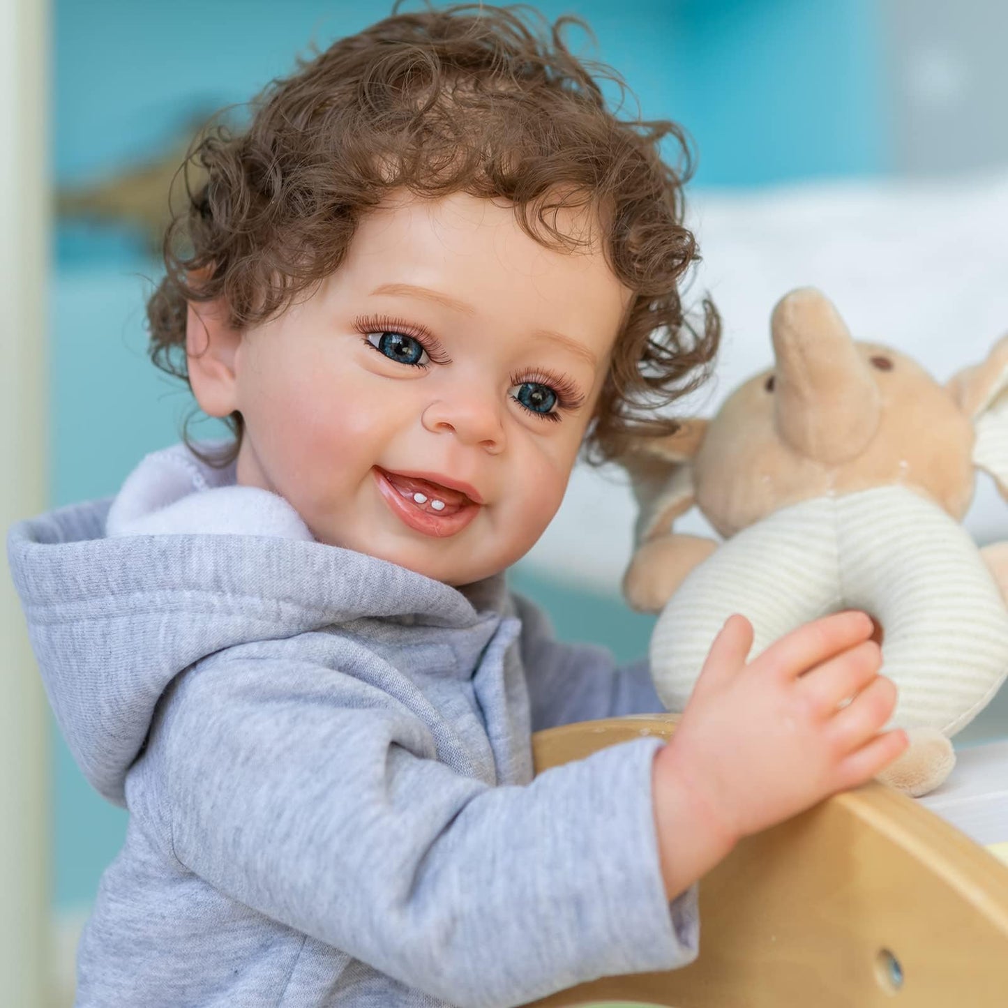 ROSHUAN Reborn Baby Boy 22in Silicone Full Body Doll – Realistic, Safe, Rooted Hair