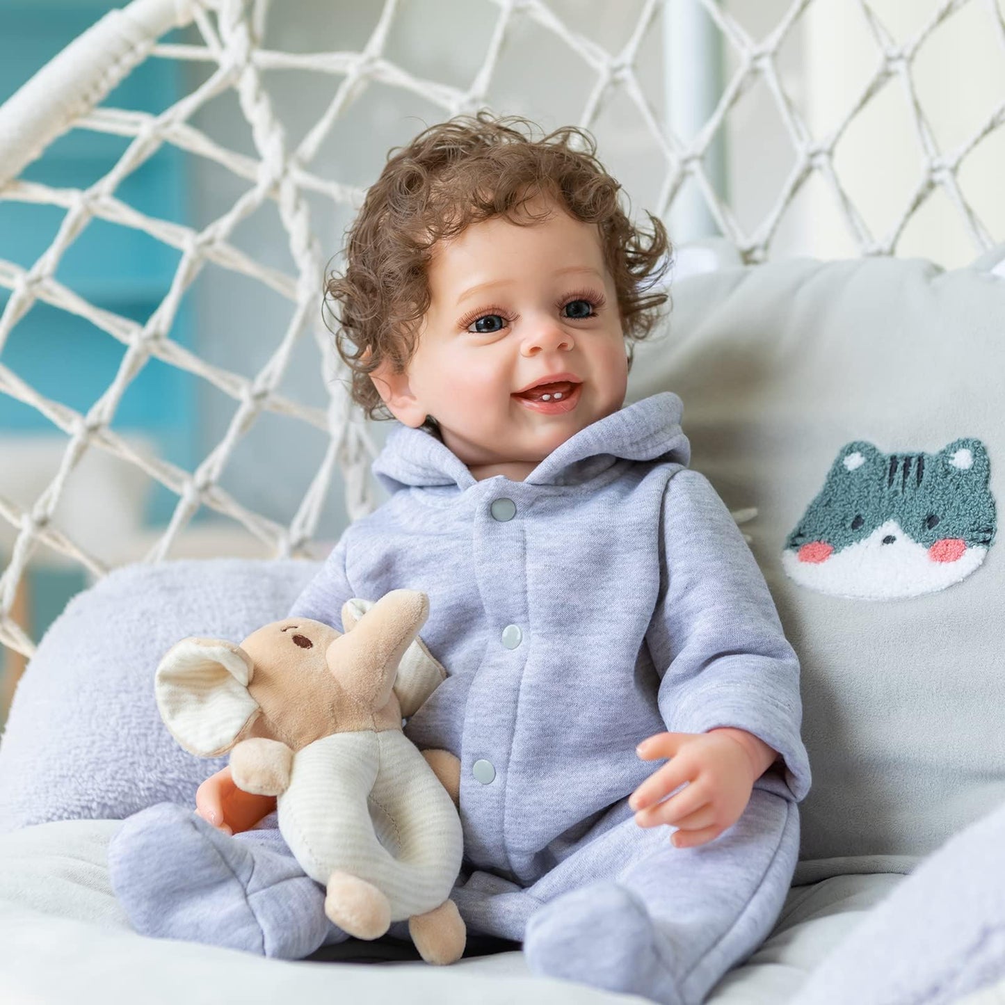 ROSHUAN Reborn Baby Boy 22in Silicone Full Body Doll – Realistic, Safe, Rooted Hair