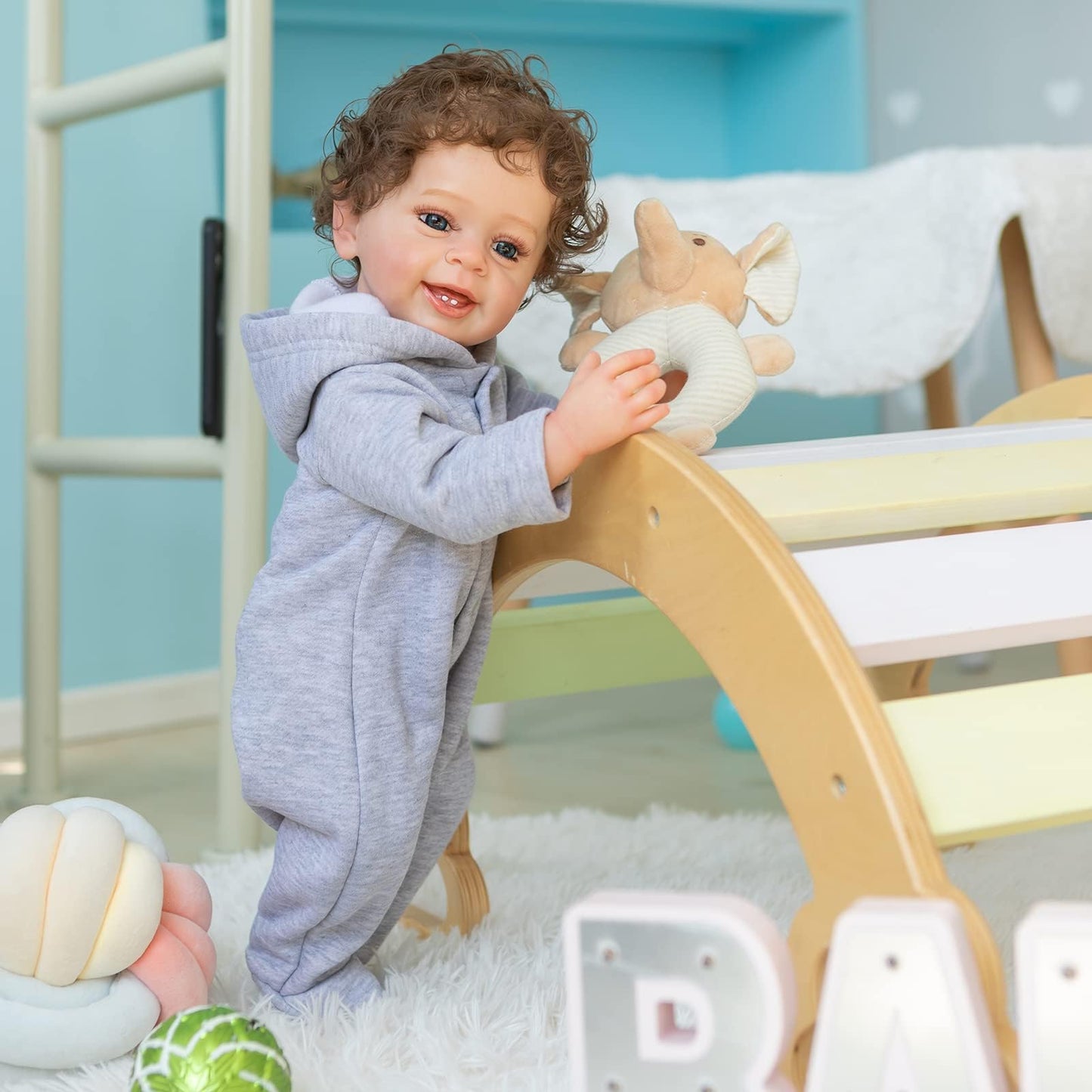ROSHUAN Reborn Baby Boy 22in Silicone Full Body Doll – Realistic, Safe, Rooted Hair
