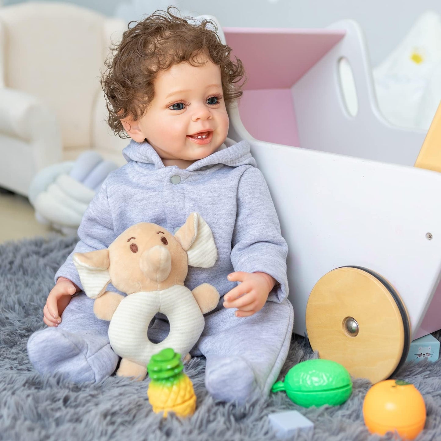ROSHUAN Reborn Baby Boy 22in Silicone Full Body Doll – Realistic, Safe, Rooted Hair