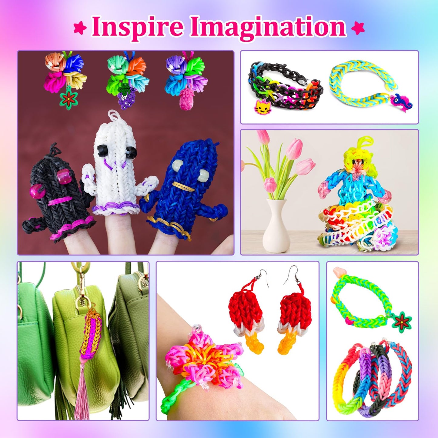 ROSHUKG 14500 Rubber Bands Kit – Colorful Craft Set with 3-Layer Storage