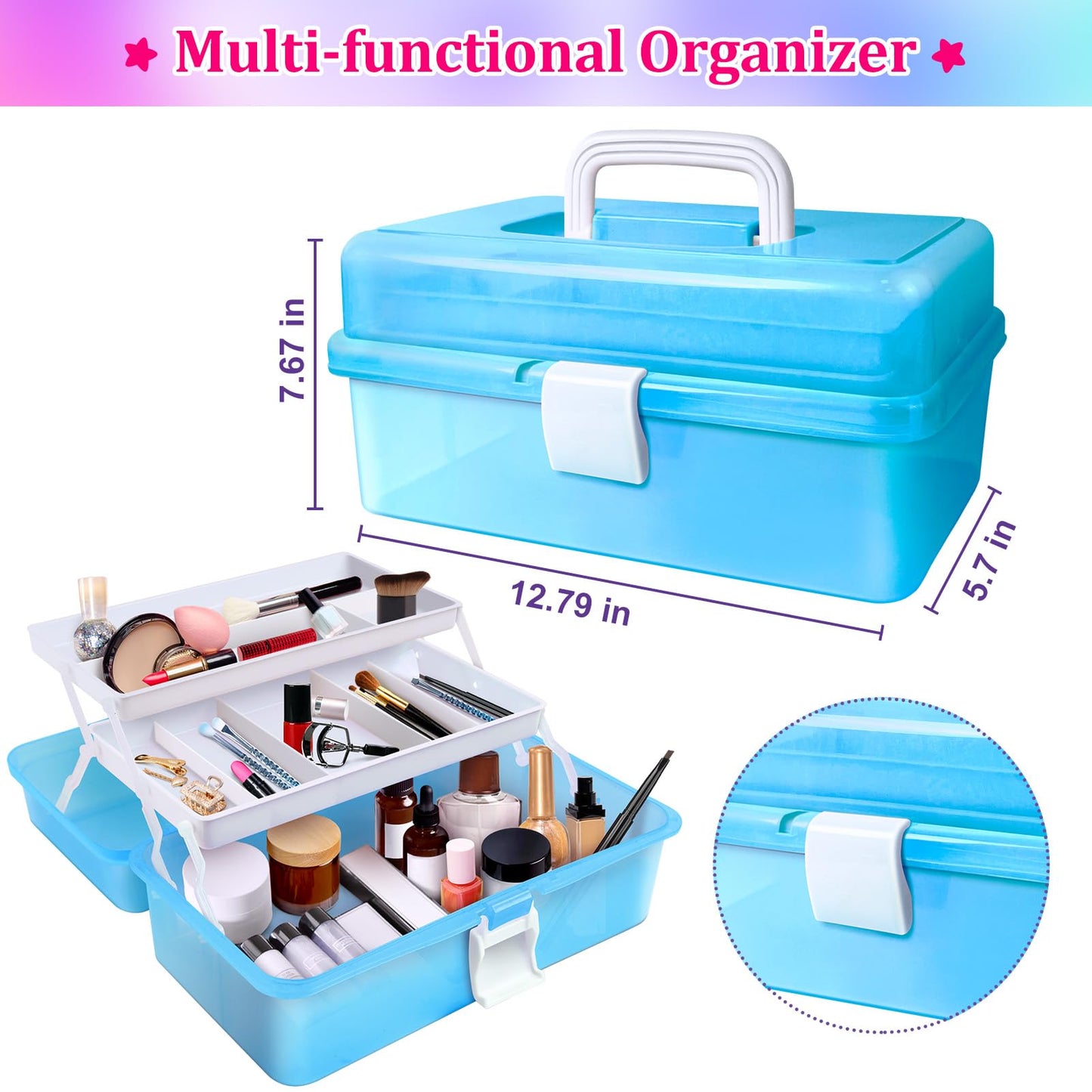 ROSHUKG 14500 Colorful Rubber Bands Kit with 3-Layer Organizer (Blue)