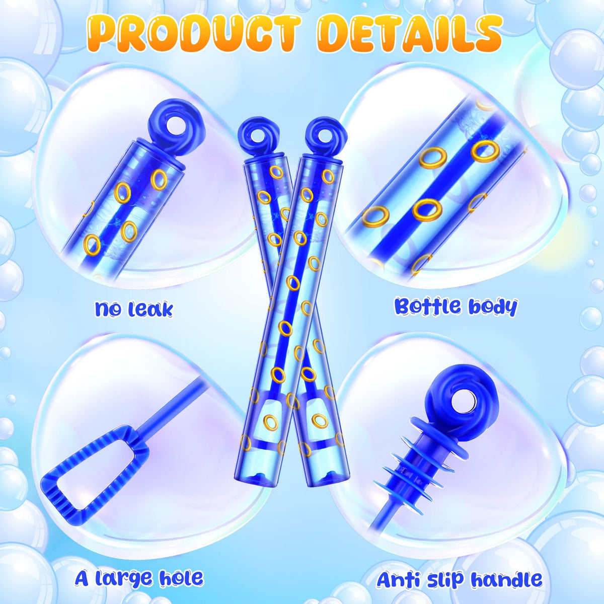 Rotatingpals Blue Bubble Wands with Gold Ring Print – 32 Pcs Party Favors