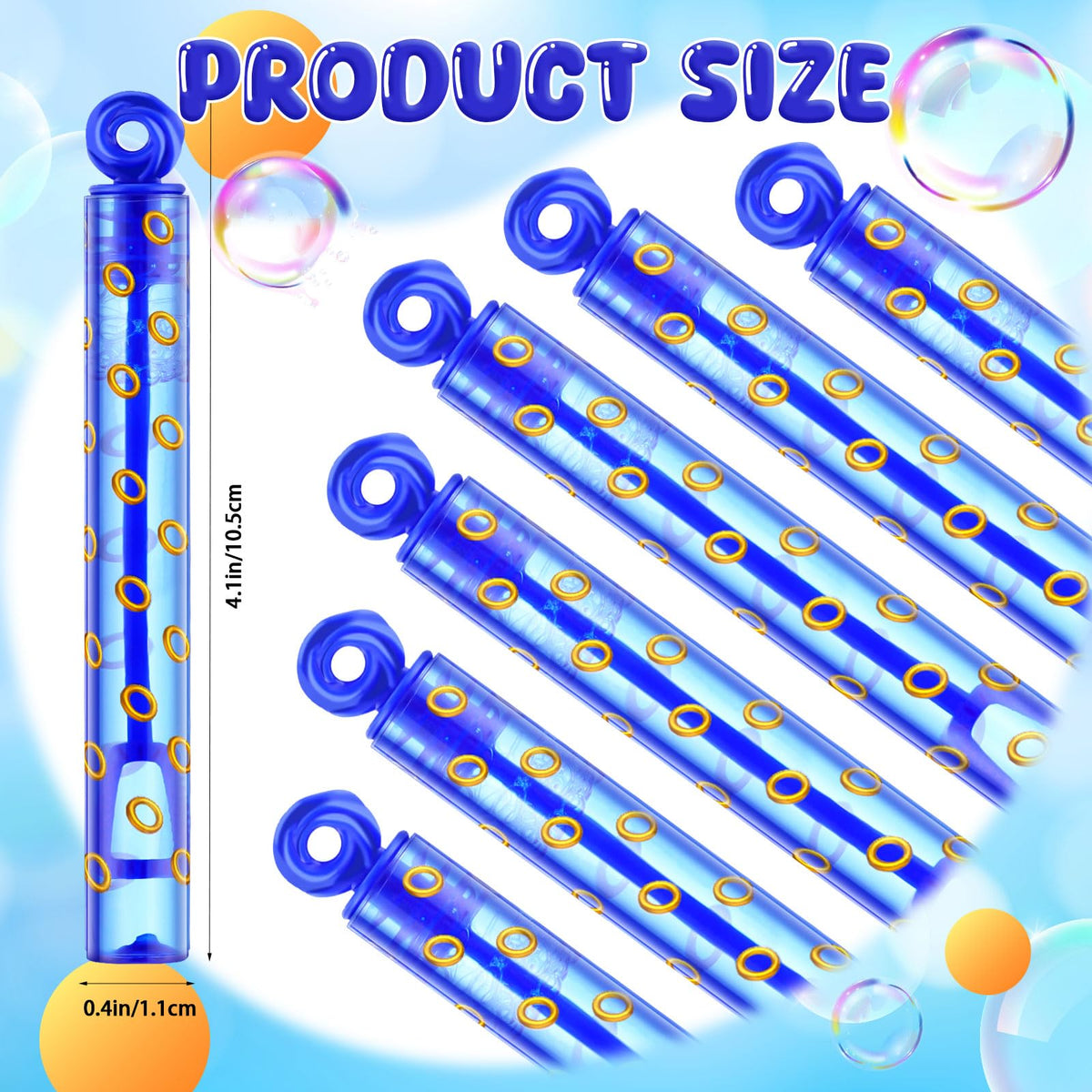 Rotatingpals Blue Bubble Wands with Gold Ring Print – 32 Pcs Party Favors