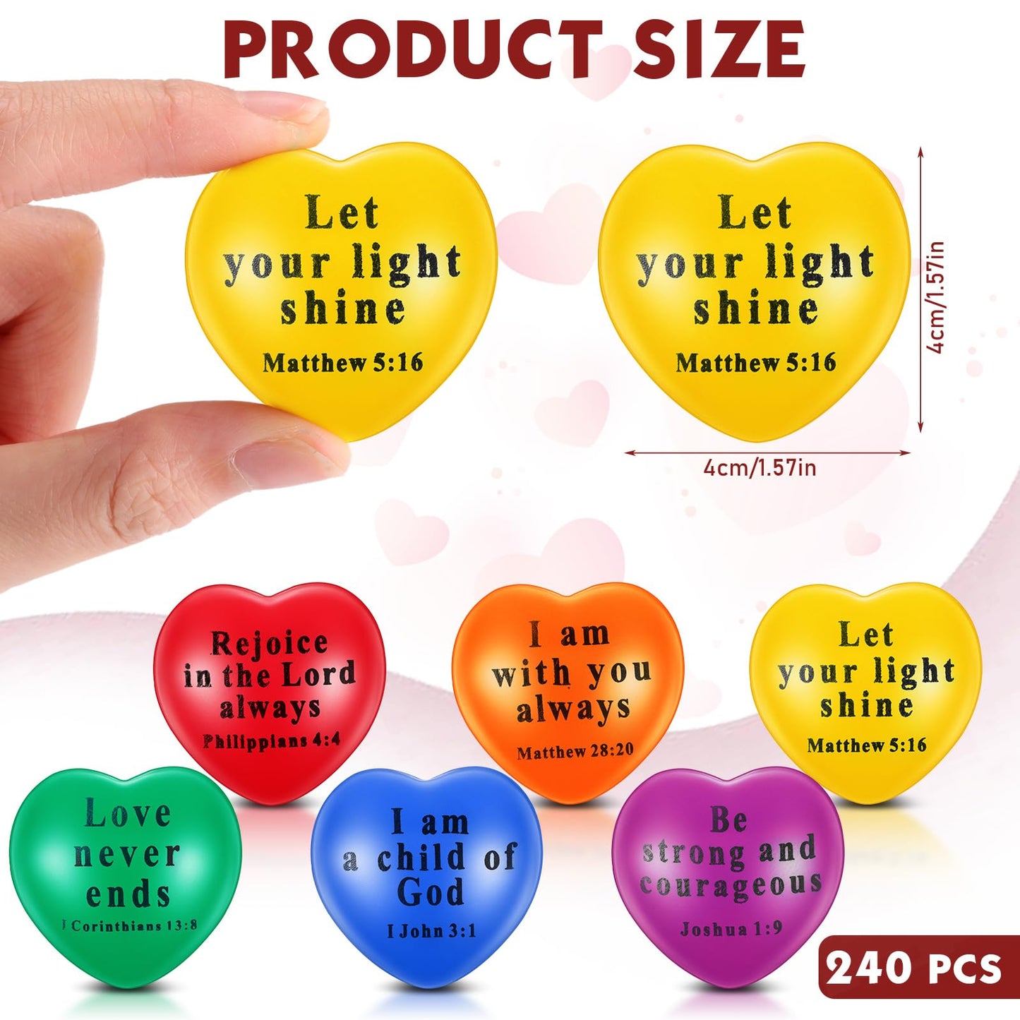 Rotatingpals 72-Piece Christian Heart Stress Balls – Bible Quotes & Motivational PU Foam
