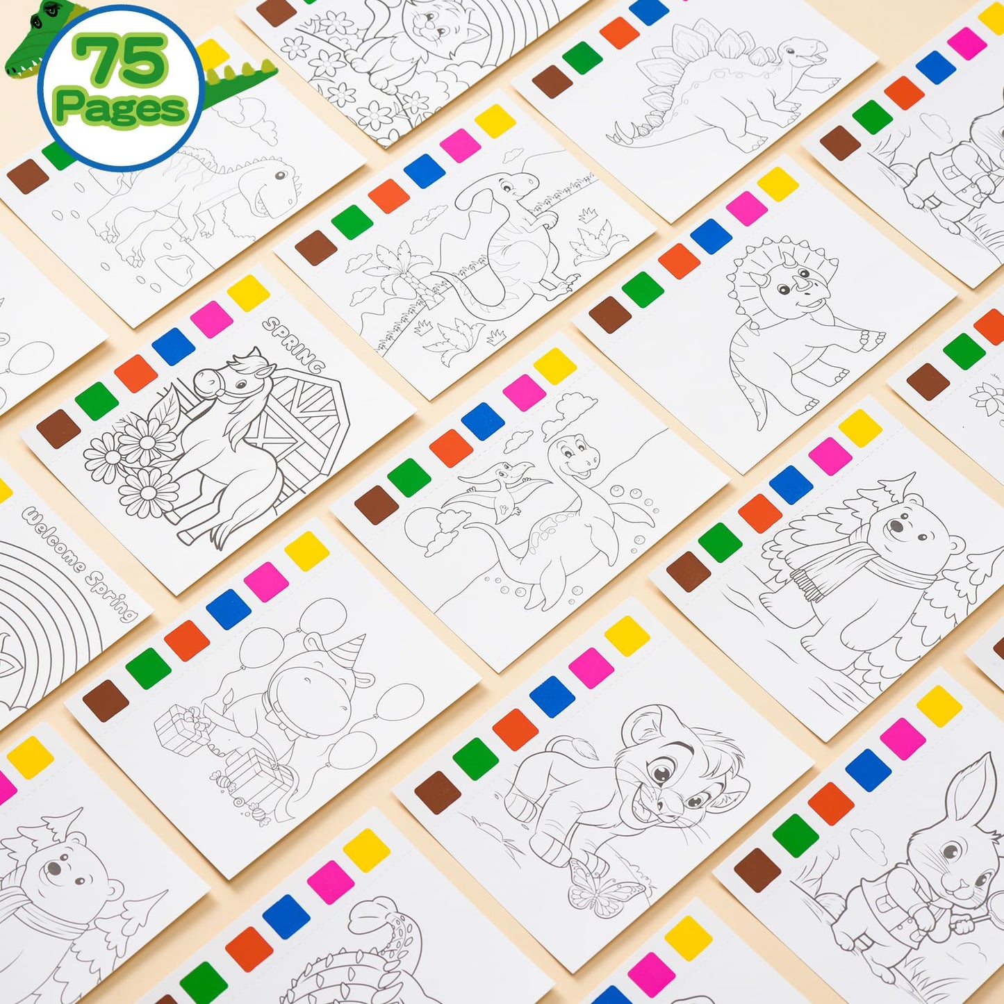 Rotu Party Favors for Kids 4-8 | 106 Pcs Watercolor Coloring Set, 15-Pack Goodie Bags & Paint Brushes