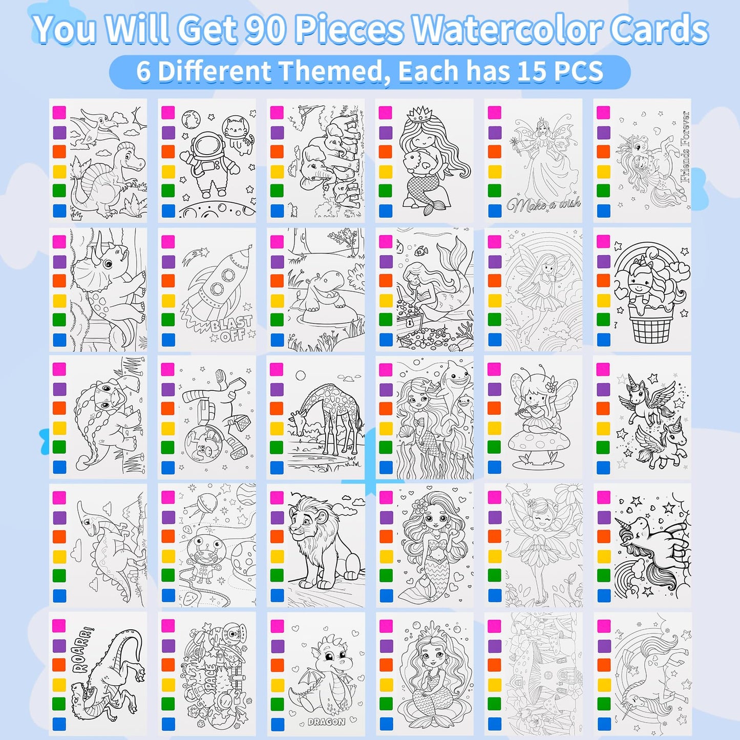 Rotu Water Coloring Books for Kids — 126Pcs Party Favors (18 Packs)