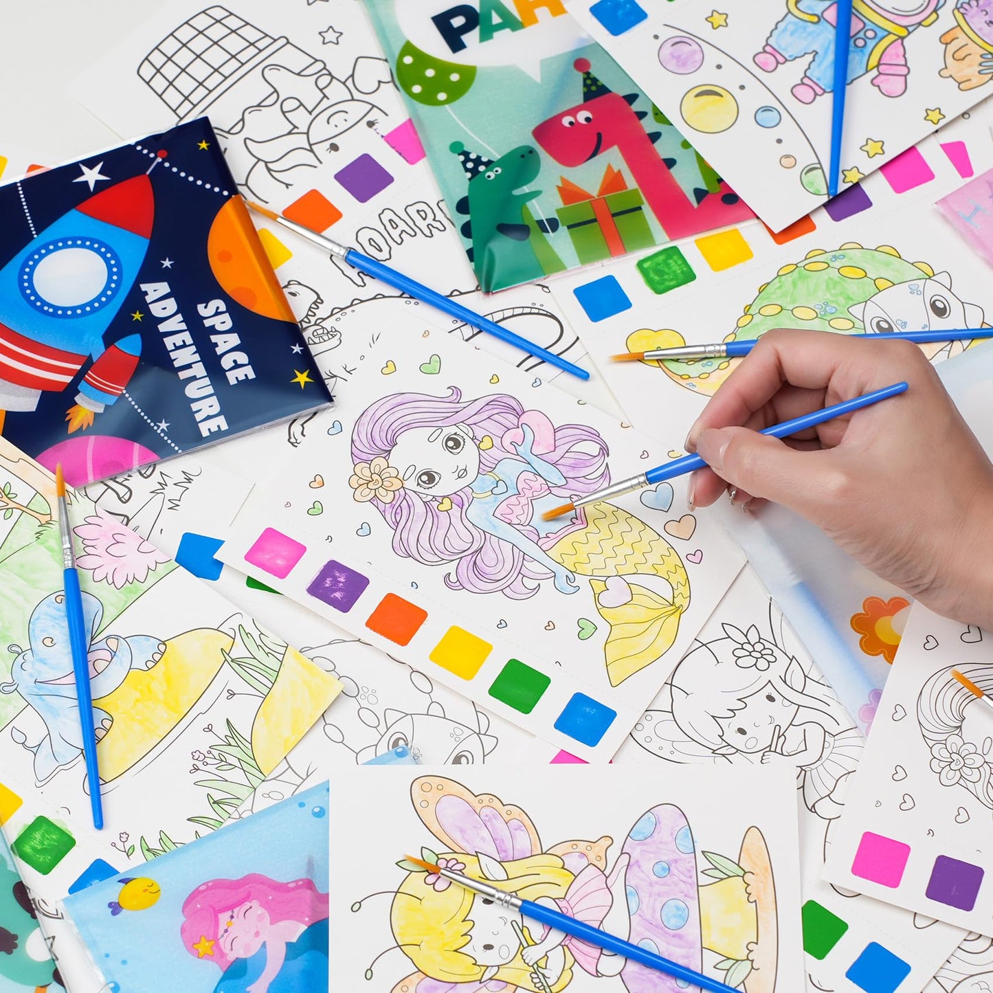 Rotu Water Coloring Books for Kids — 126Pcs Party Favors (18 Packs)