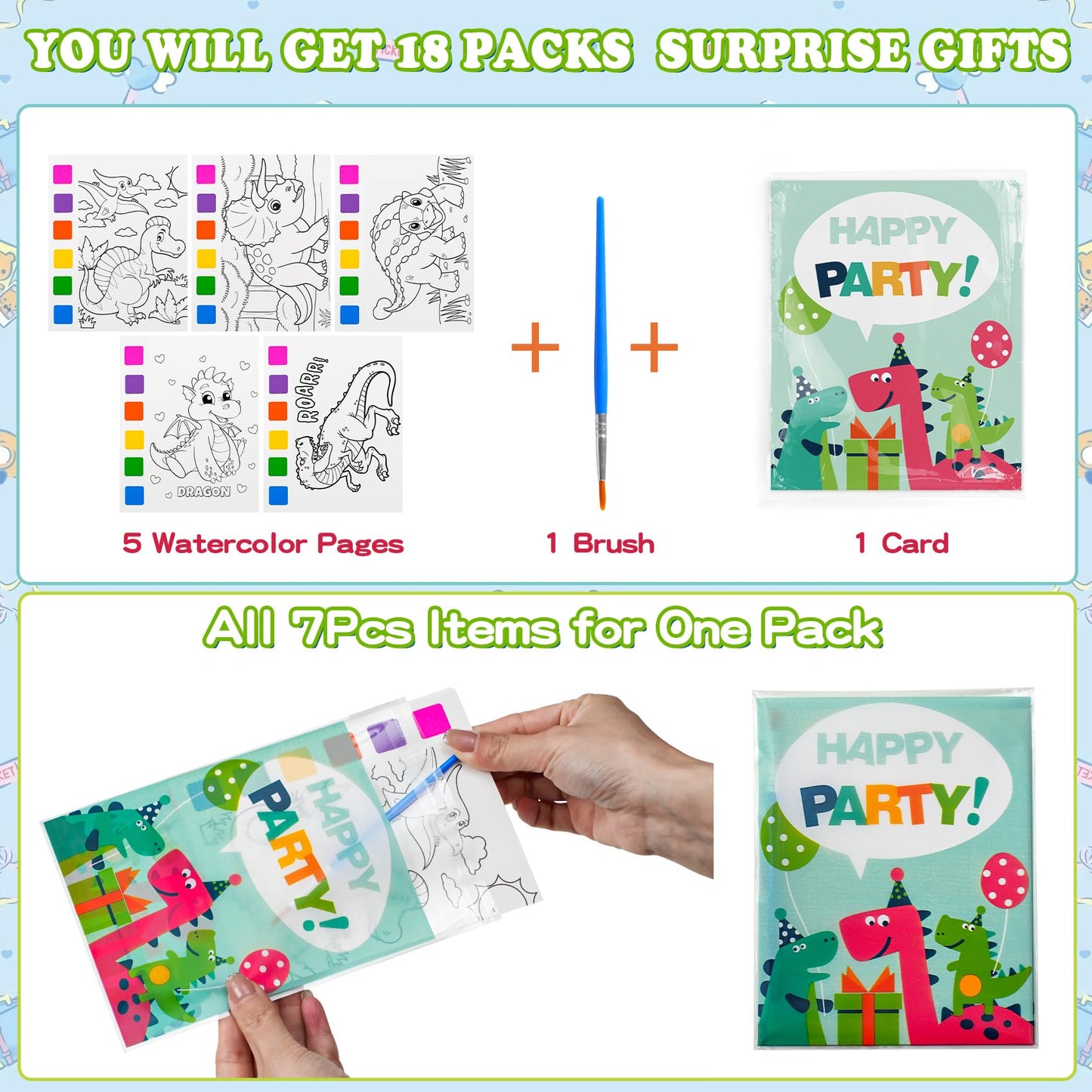 Rotu Water Coloring Books for Kids — 126Pcs Party Favors (18 Packs)