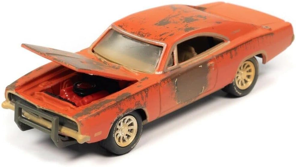 Round 2 1969 Charger R/T Orange (Unrestored) Barn Finds 1/64 Diecast – JLSP192