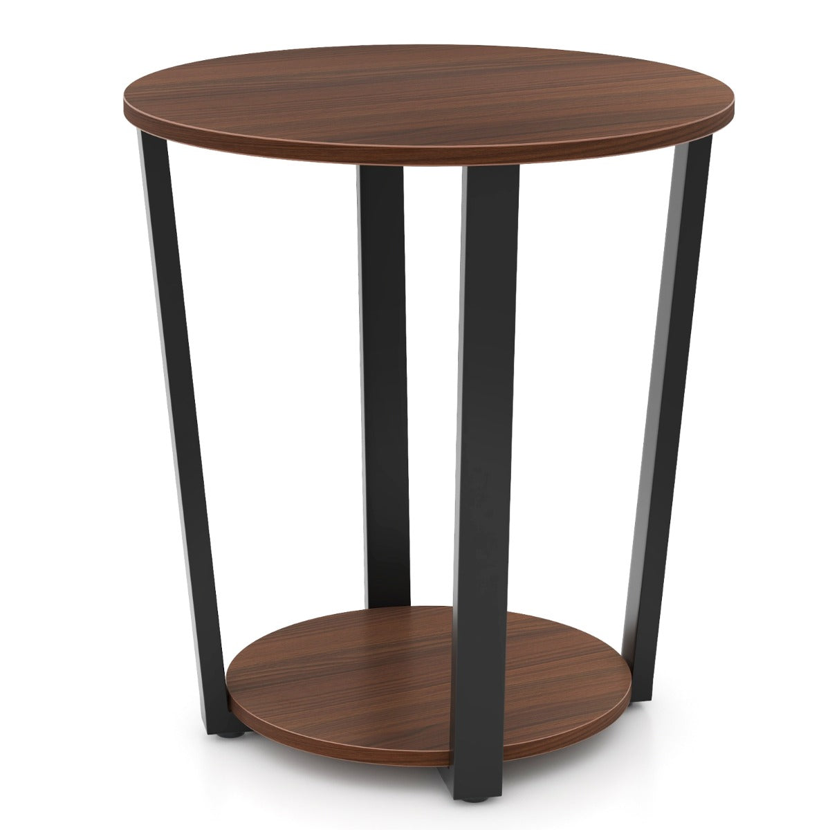 2-Tier Accent Side Table with Open Shelf-Rustic Brown
