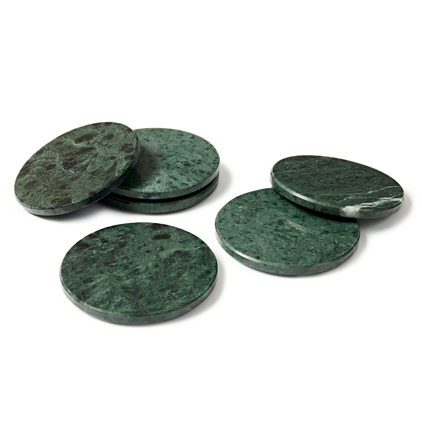12pc Round Marble Placemats & Round Coasters Set - 30cm - Green