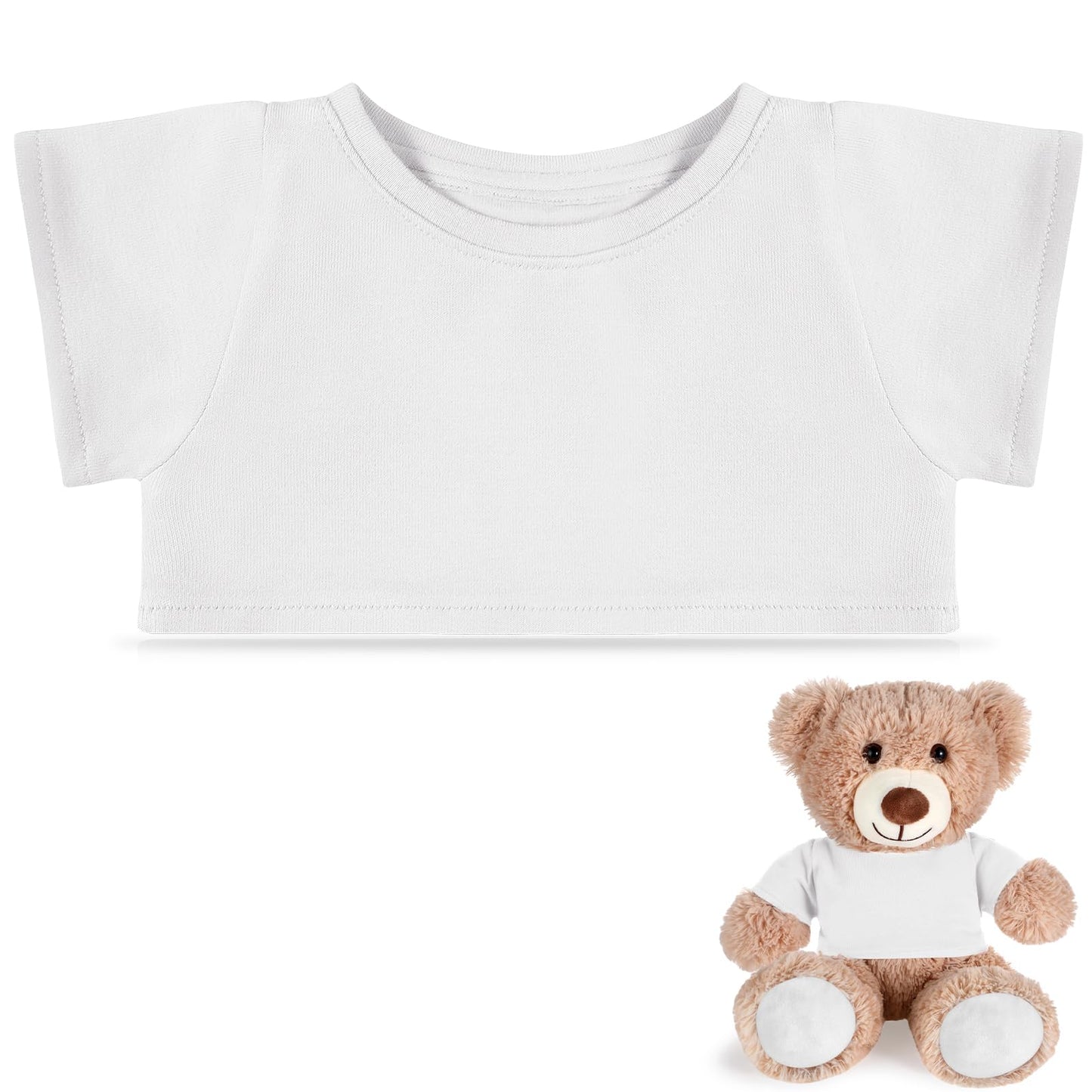 RoundFunny Bear Tee Shirt for 14-18 Inch Plush Toys | White