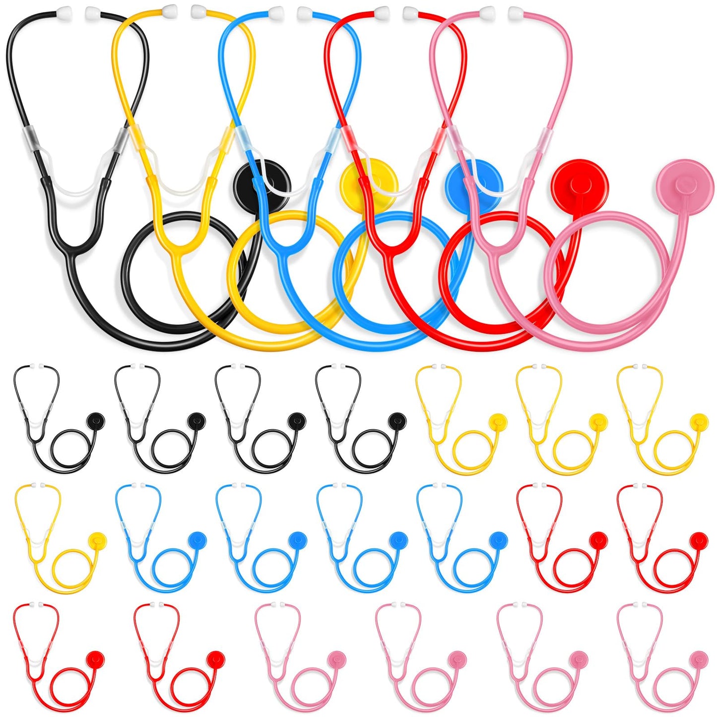 RoundFunny 20 Pcs Kids Stethoscope Toy – Real Working PVC Doctor Role Play