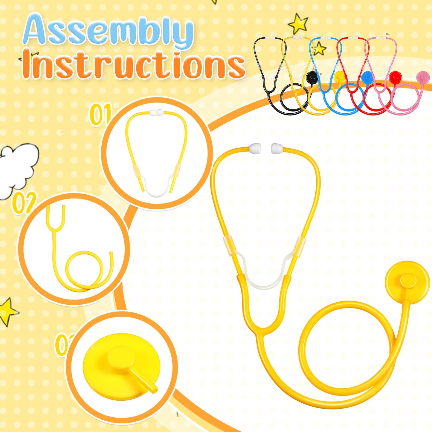 RoundFunny 20 Pcs Kids Stethoscope Toy – Real Working PVC Doctor Role Play