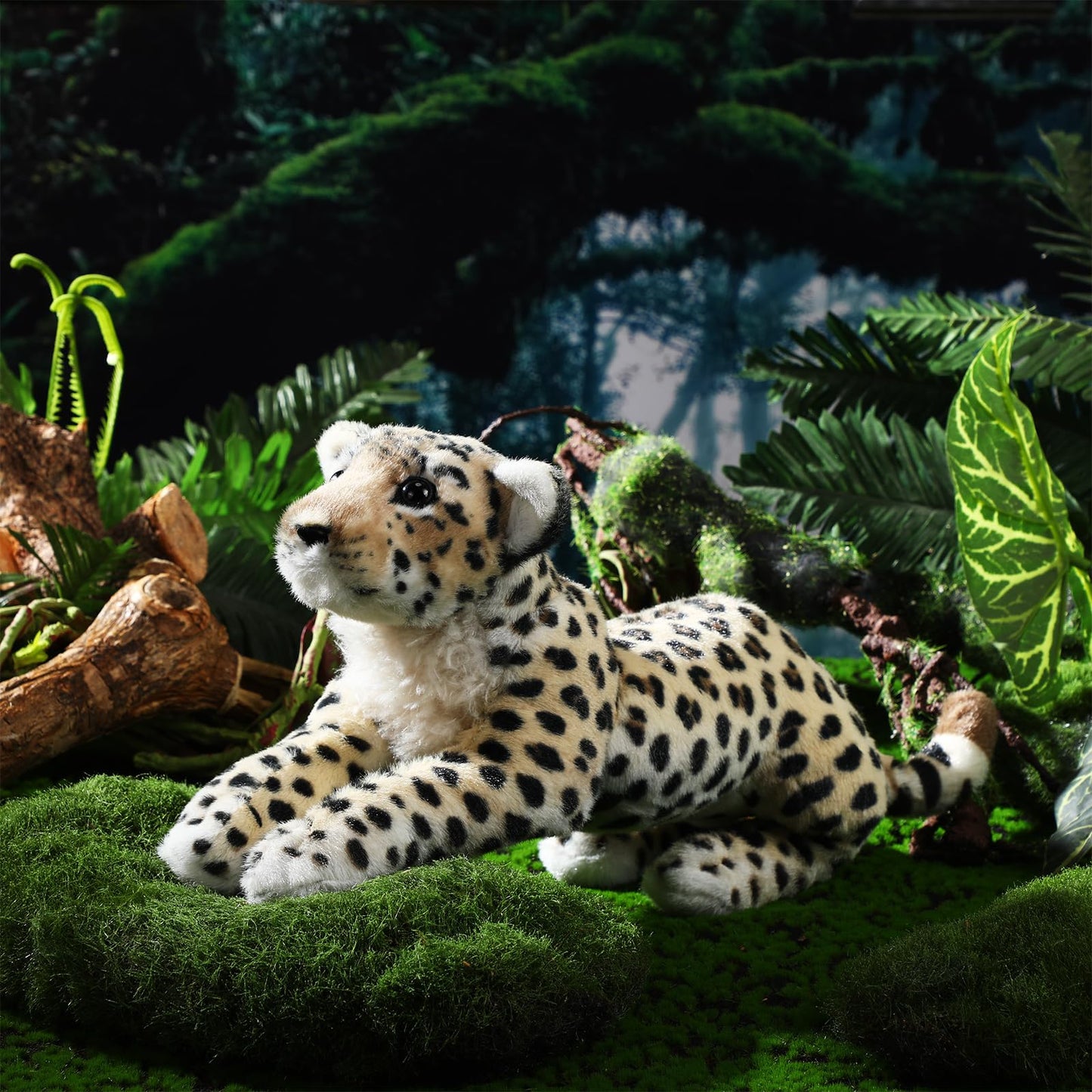 RoundFunny 15-Inch Leopard Plush | Realistic Jungle Leopard Toy for Kids