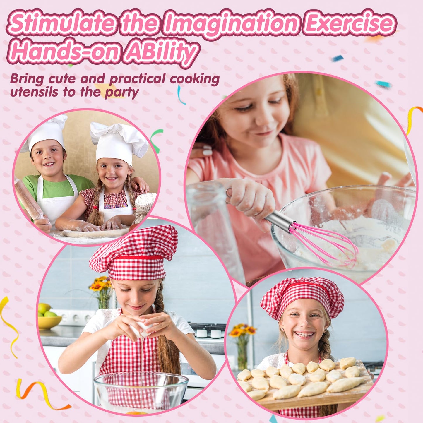 RoundFunny 24 Pcs Kids Mini Baking Set – Spatula, Rolling Pin, Whisk & Pot Holders