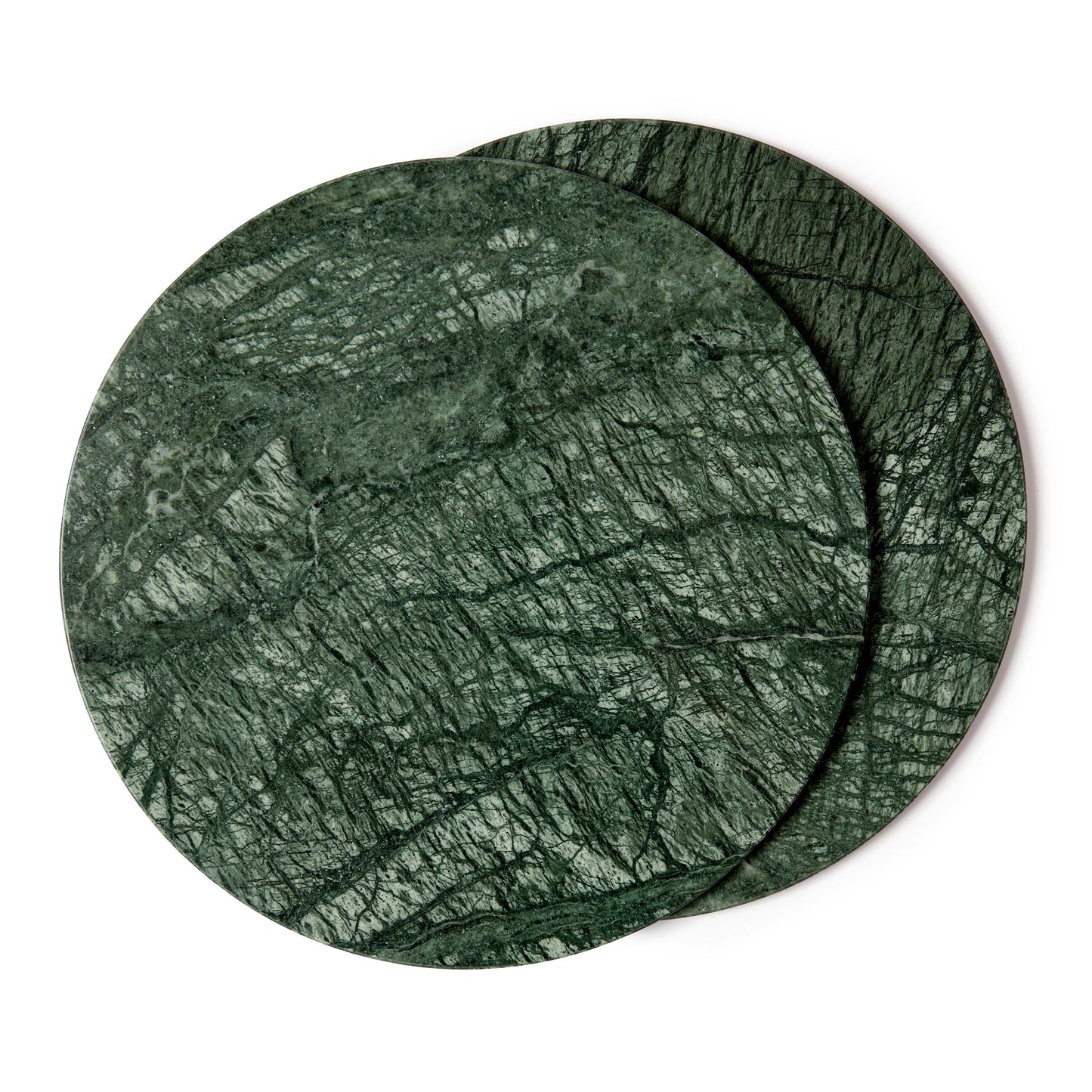 12pc Round Marble Placemats & Square Coasters Set - 30cm - Green