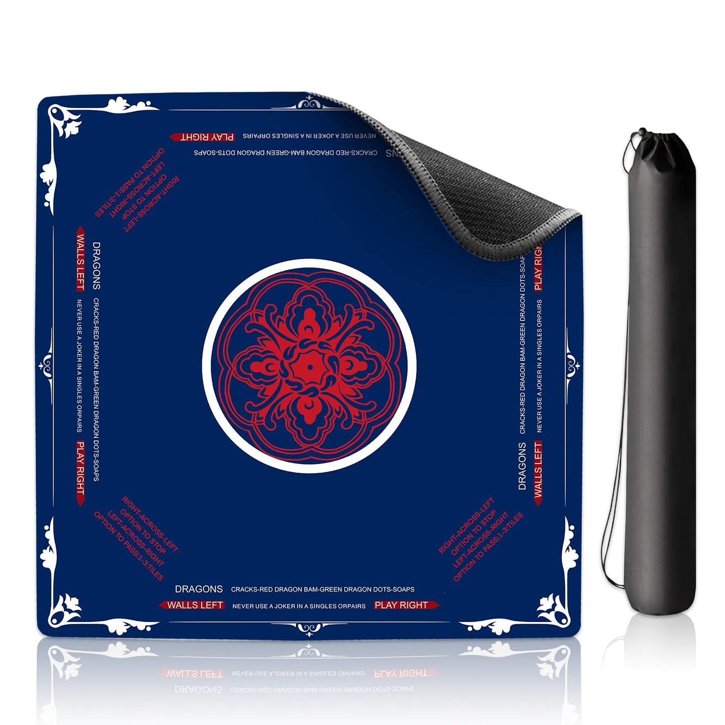 ROVYNTH Mahjong Mat 315x315 Navy – Neoprene Anti-Slip Surface + Storage Bag