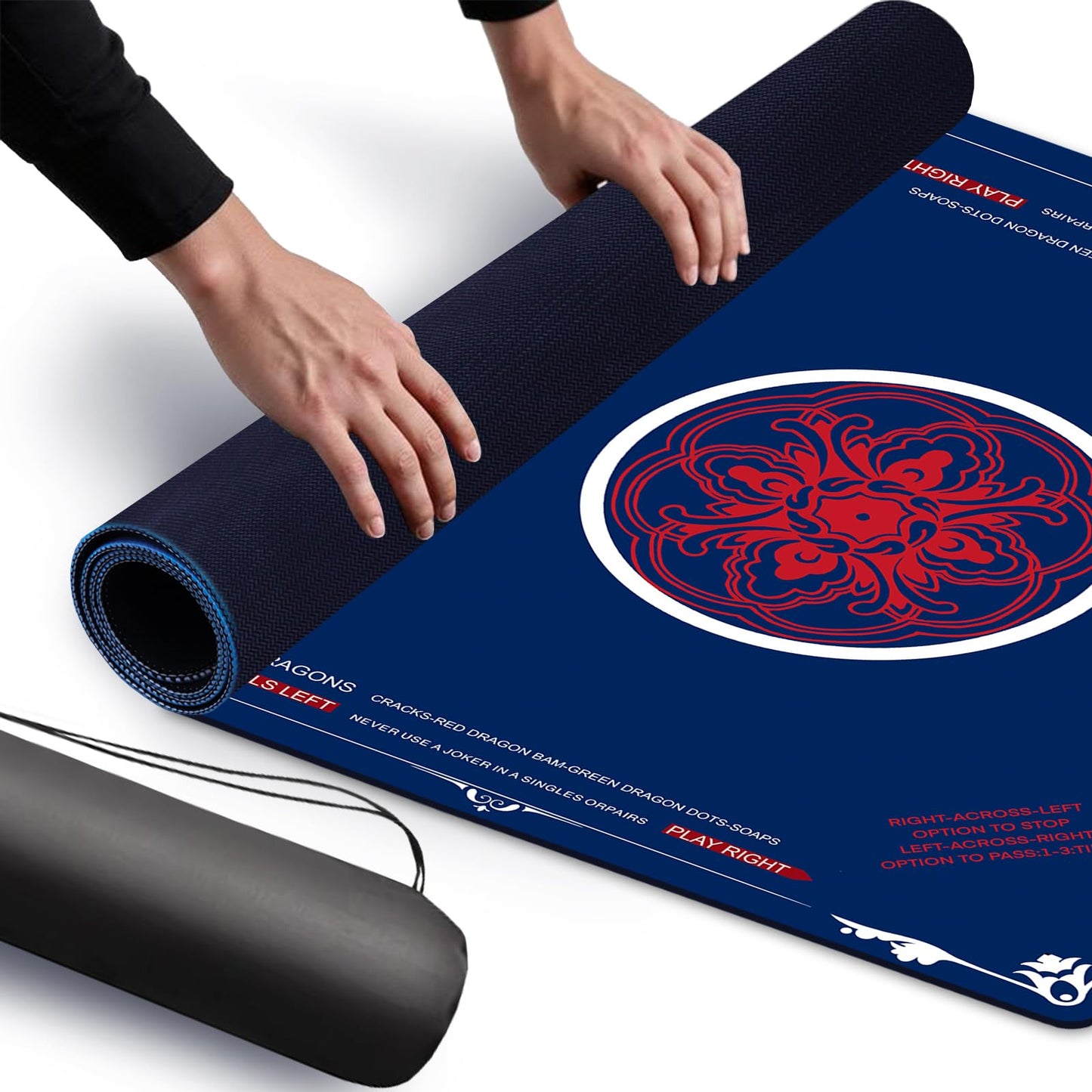 ROVYNTH Mahjong Mat 315x315 Navy – Neoprene Anti-Slip Surface + Storage Bag