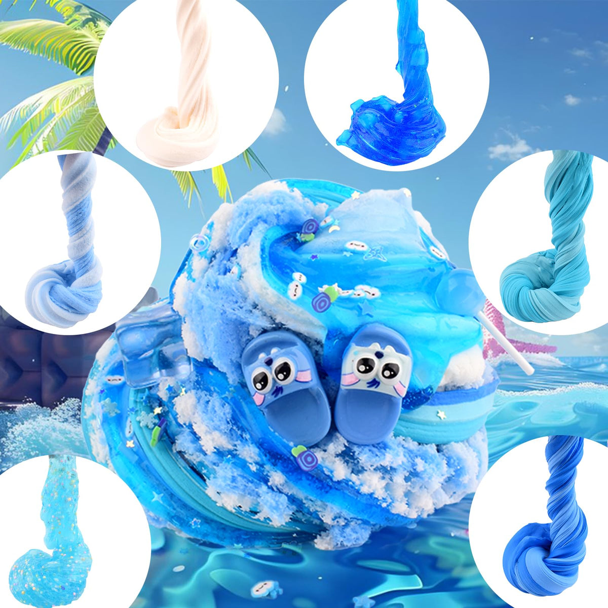 Rowecvce 6 Pack Slimes Kit – Blue Butter, Cloud & Crystal Clear Slimes for Kids