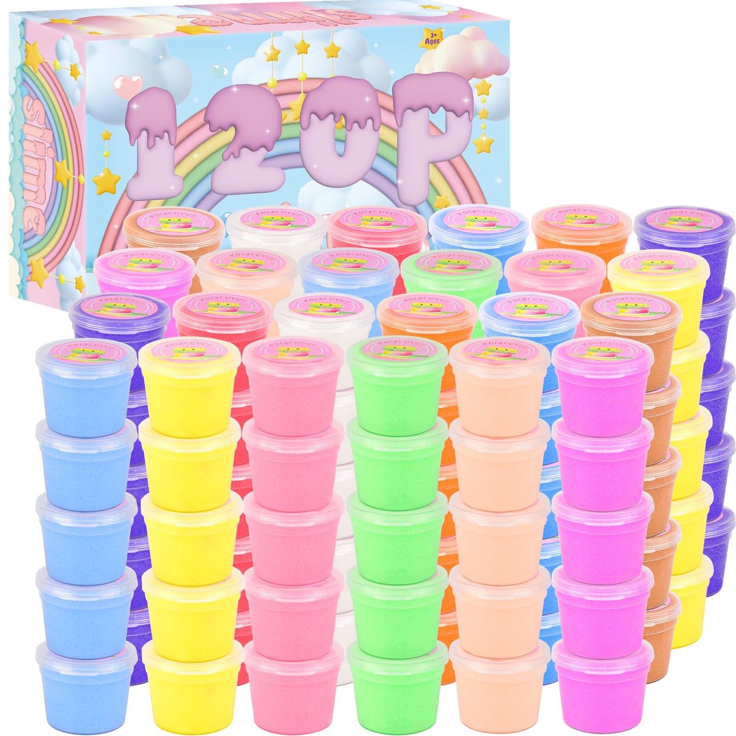 Rowecvce 120 Pack Cloud Slime Kit — Soft, Non-Sticky Mini Slimes for Kids 8-12