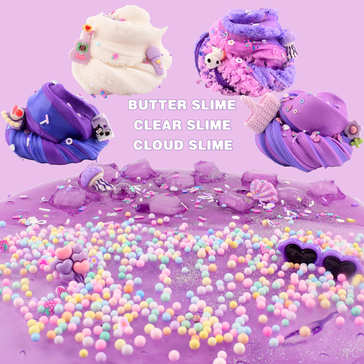 Rowecvce 6 Pack Slime Kit – Purple Dream, Cloud Butter & Clear Slime | Party Favors & Gifts
