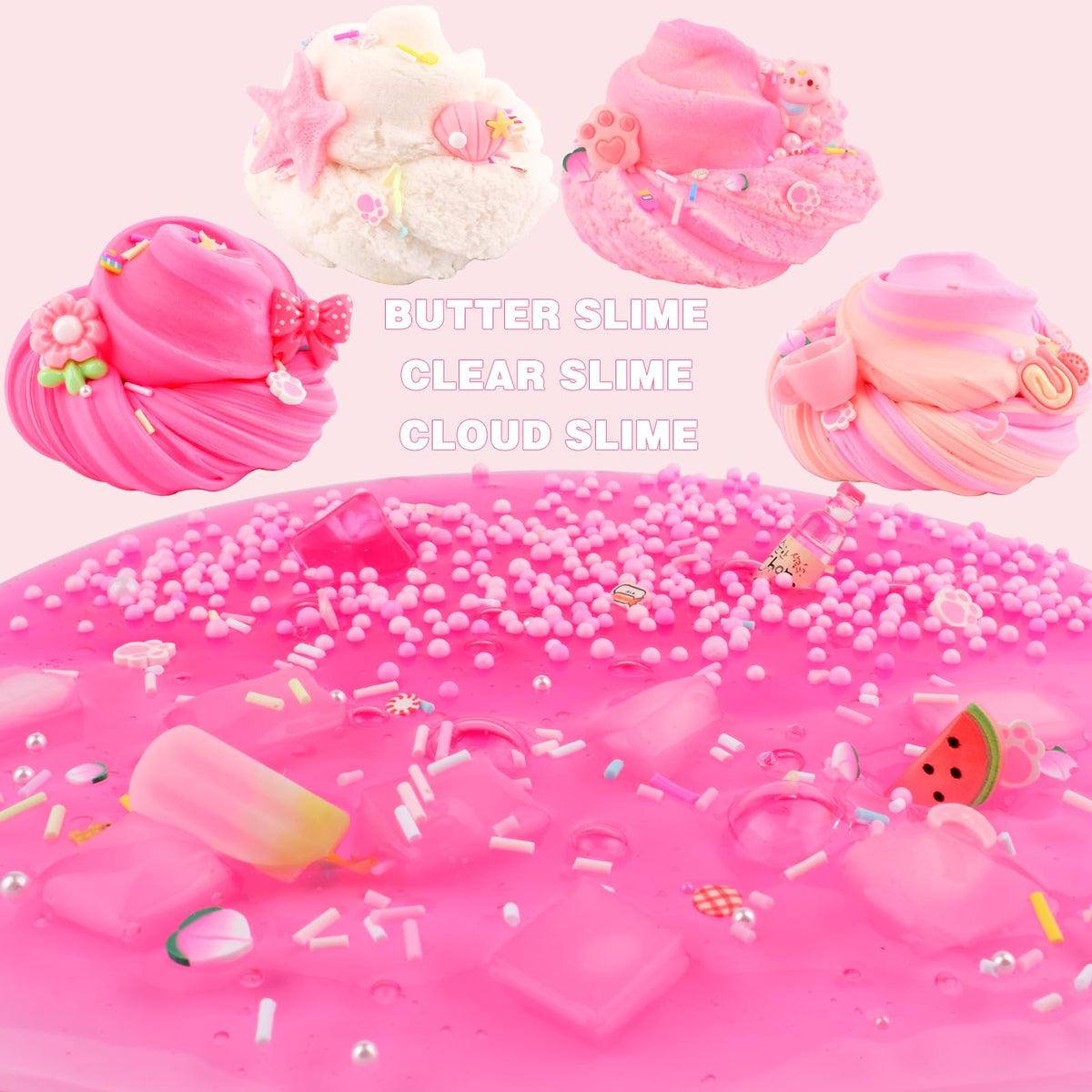 Rowecvce 6 Pack Slimes Kit – Pink Gradient Texture Slimes for Kids 8–12