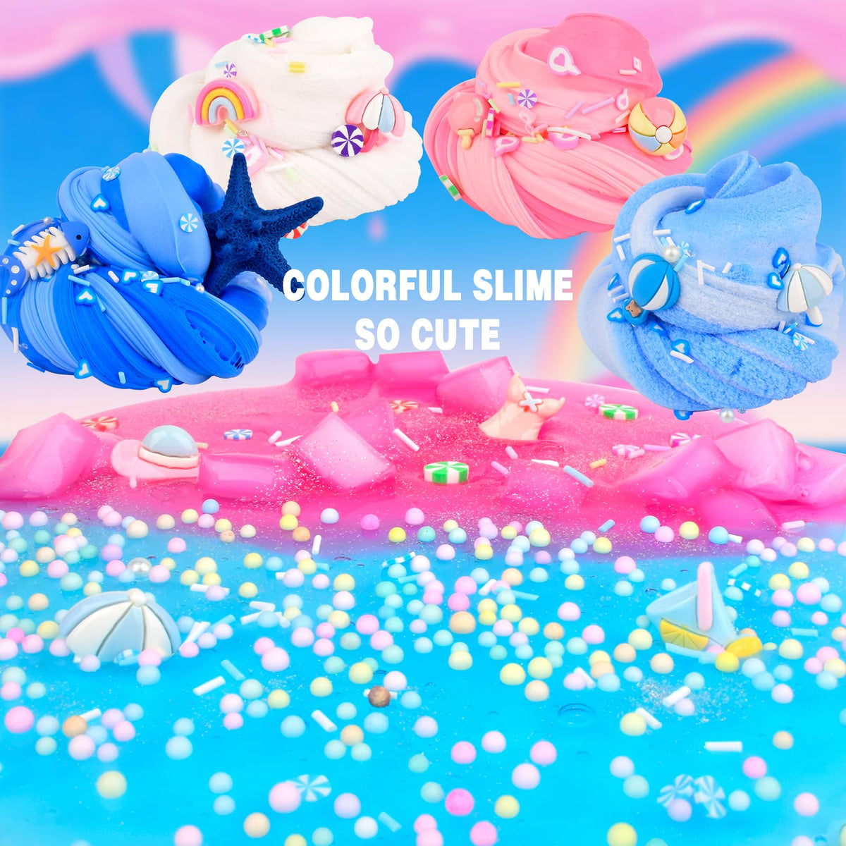 Rowecvce 6 Pack Slimes – Pink & Blue Butter, Cloud & Clear Slime Kit for Kids 4–12