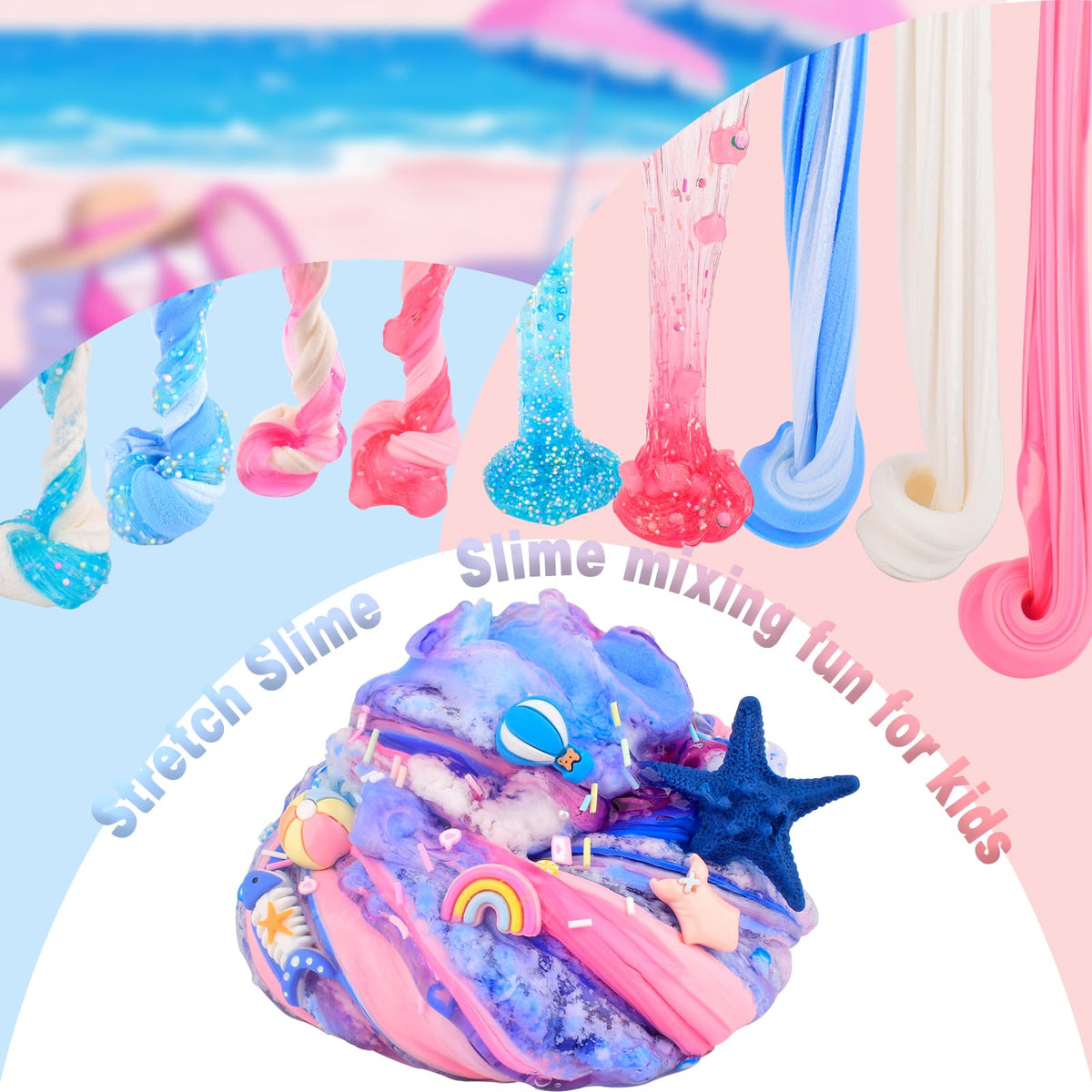 Rowecvce 6 Pack Slimes – Pink & Blue Butter, Cloud & Clear Slime Kit for Kids 4–12