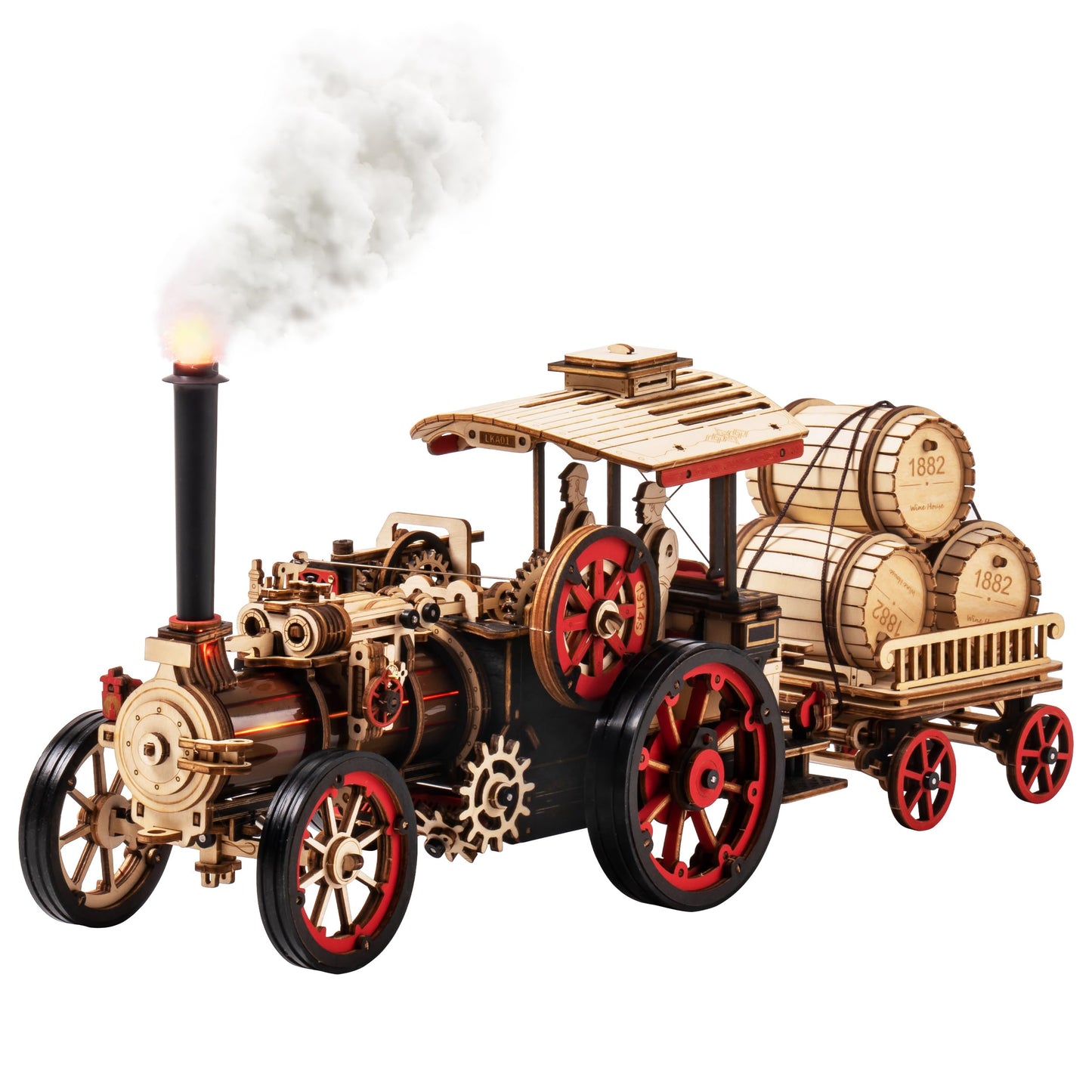 Rowood 3D Wooden Puzzle: Steam Locomotive Kit 1:28 Scale, 469 Pcs, 6-H Assembly