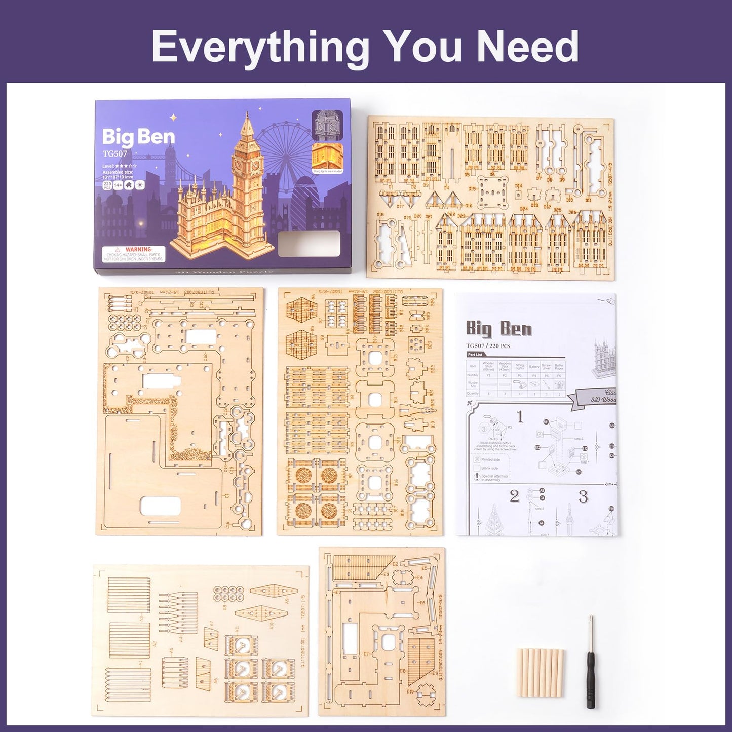 Rowood Big Ben 3D Puzzle – Premium Wooden Model Kit for Adults
