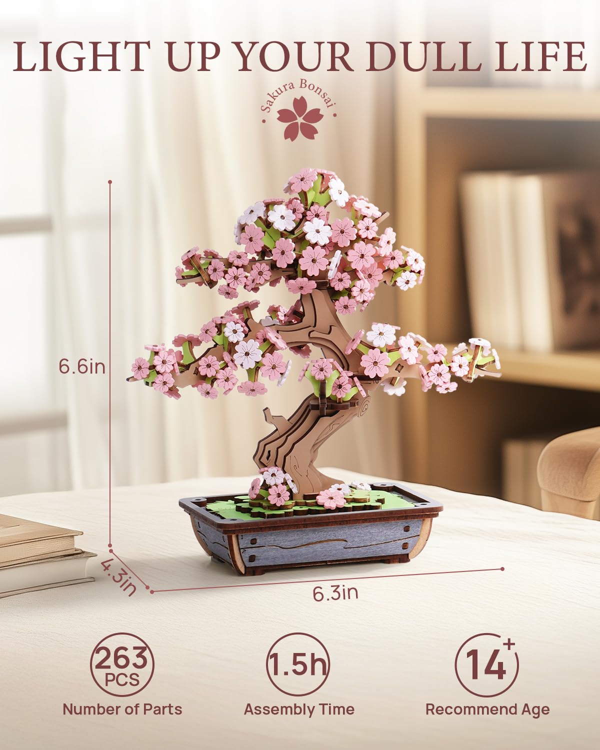 Rowood 3D Sakura Bonsai Puzzle for Adults – Eco-Friendly Cherry Blossom DIY Kit