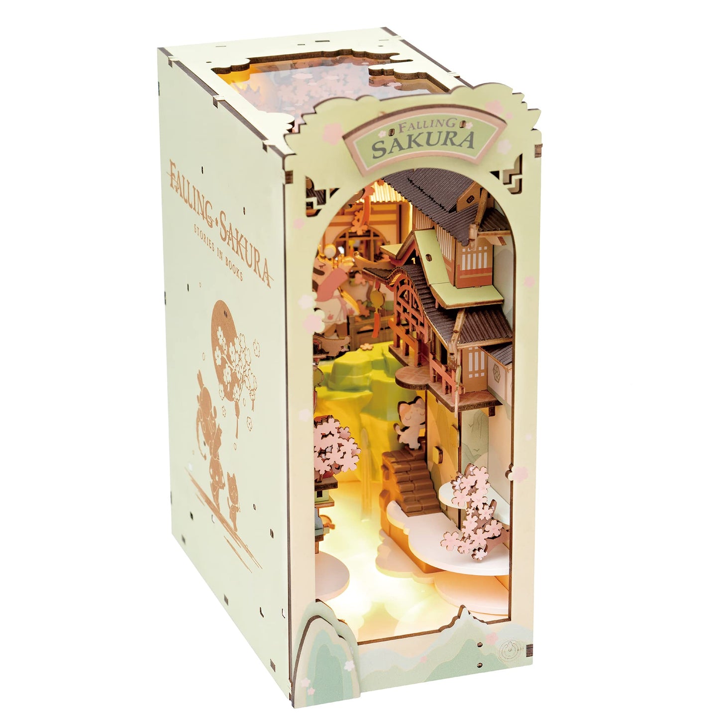 Rowood Book Nook Kits for Adults – 3D Wooden Puzzle Bookend with LED