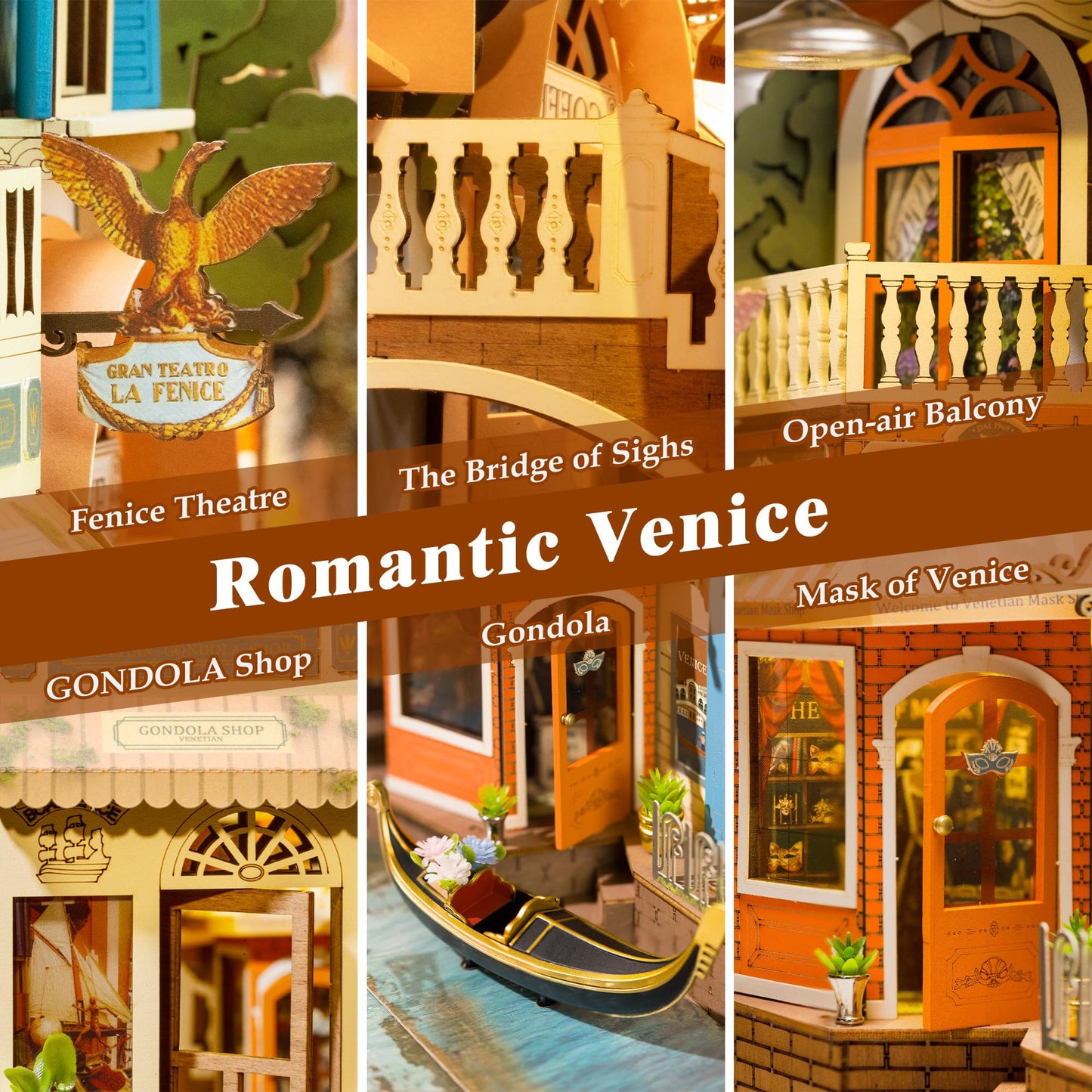 Rowood Book Nook Kit – Venice-Inspired DIY Miniature with LED Lights